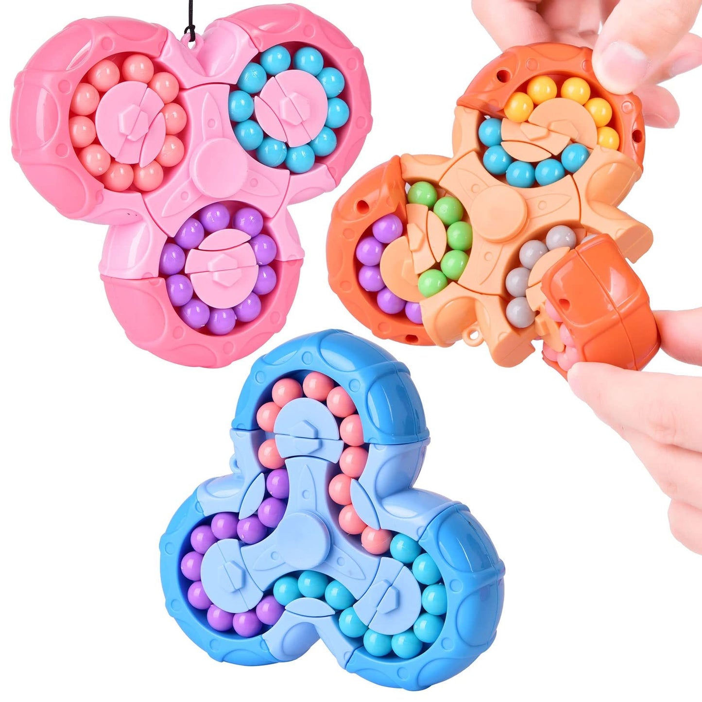 Magic Bean Puzzle Toy, Rotating Magic Bean Cube & Fidget Spinner Toys 2-in-1