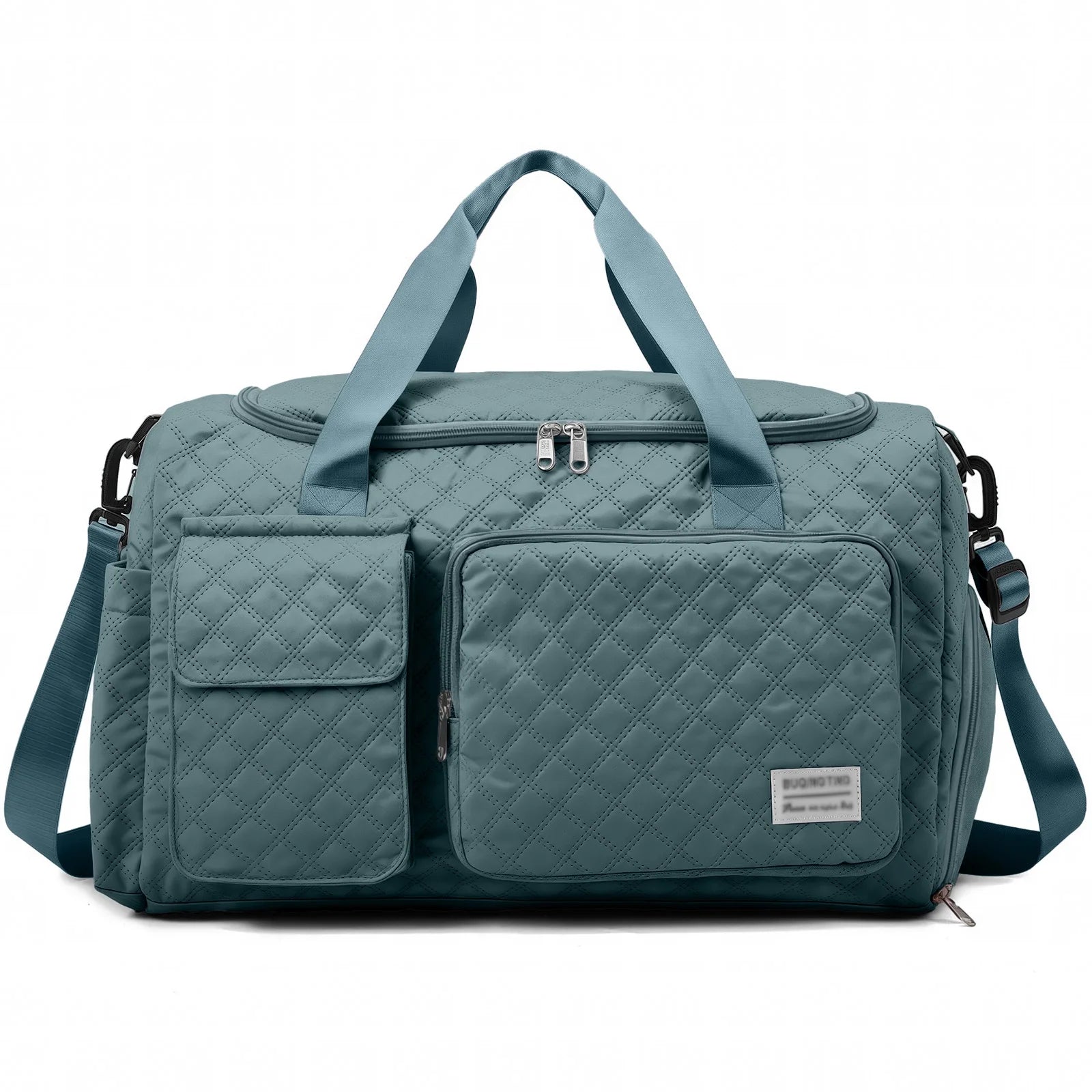 Travel Duffle Bag for Women Men, Weekender Overnight Bags Carry on Gym Bag with Wet Pocket/Adjustable Strap/Shoe Compartment, Foldable Waterproof Duffel Tote for Plane Sports Dance, Green