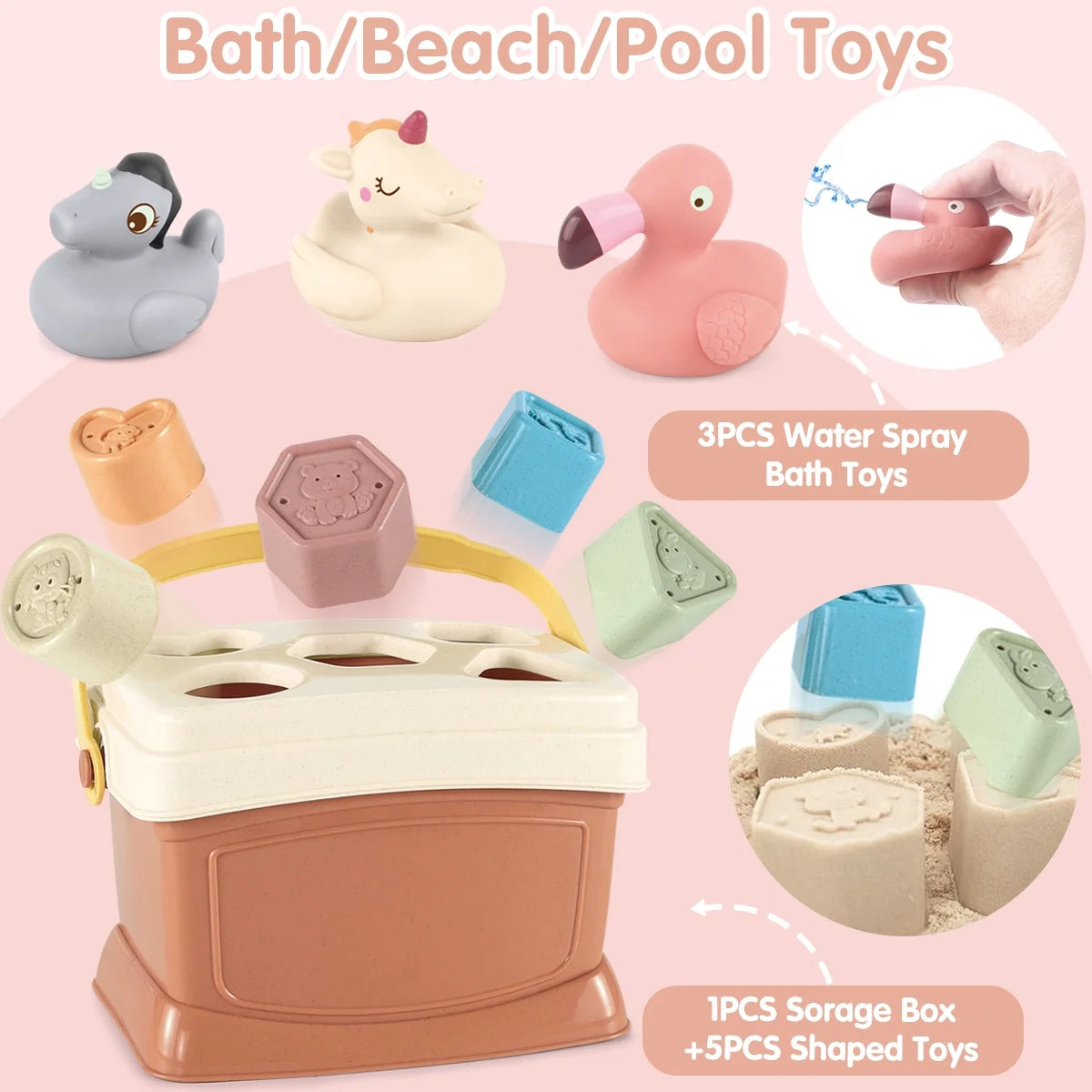 32PCS 6-12-18 Months Baby 5-In-1 Montessori Toys,Boys Girls 1-3 Outdoor Toy&Bath Toy&Stacking Toy,Educational Learning Toys,Toddler Birthday Gift