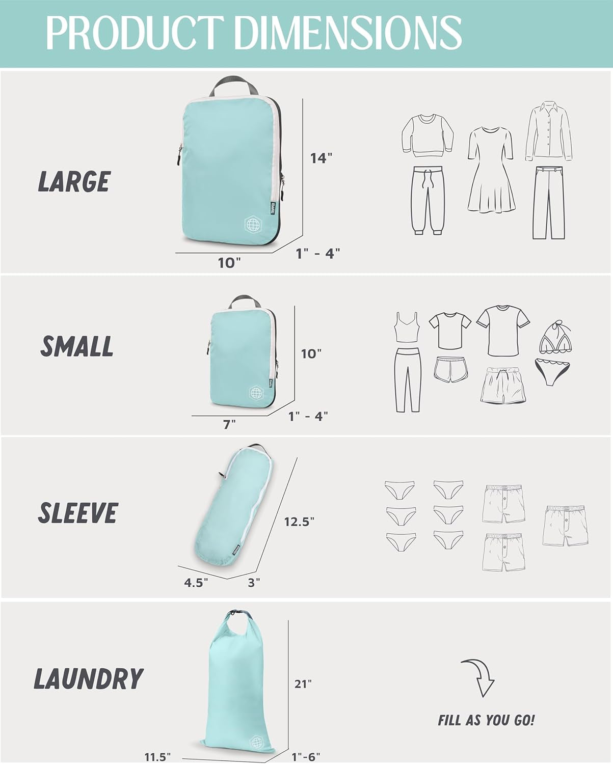 Compression Packing Cubes Set for Travel - Lightweight, Durable Clothes Organizer for Carry-On Luggage and Suitcases by