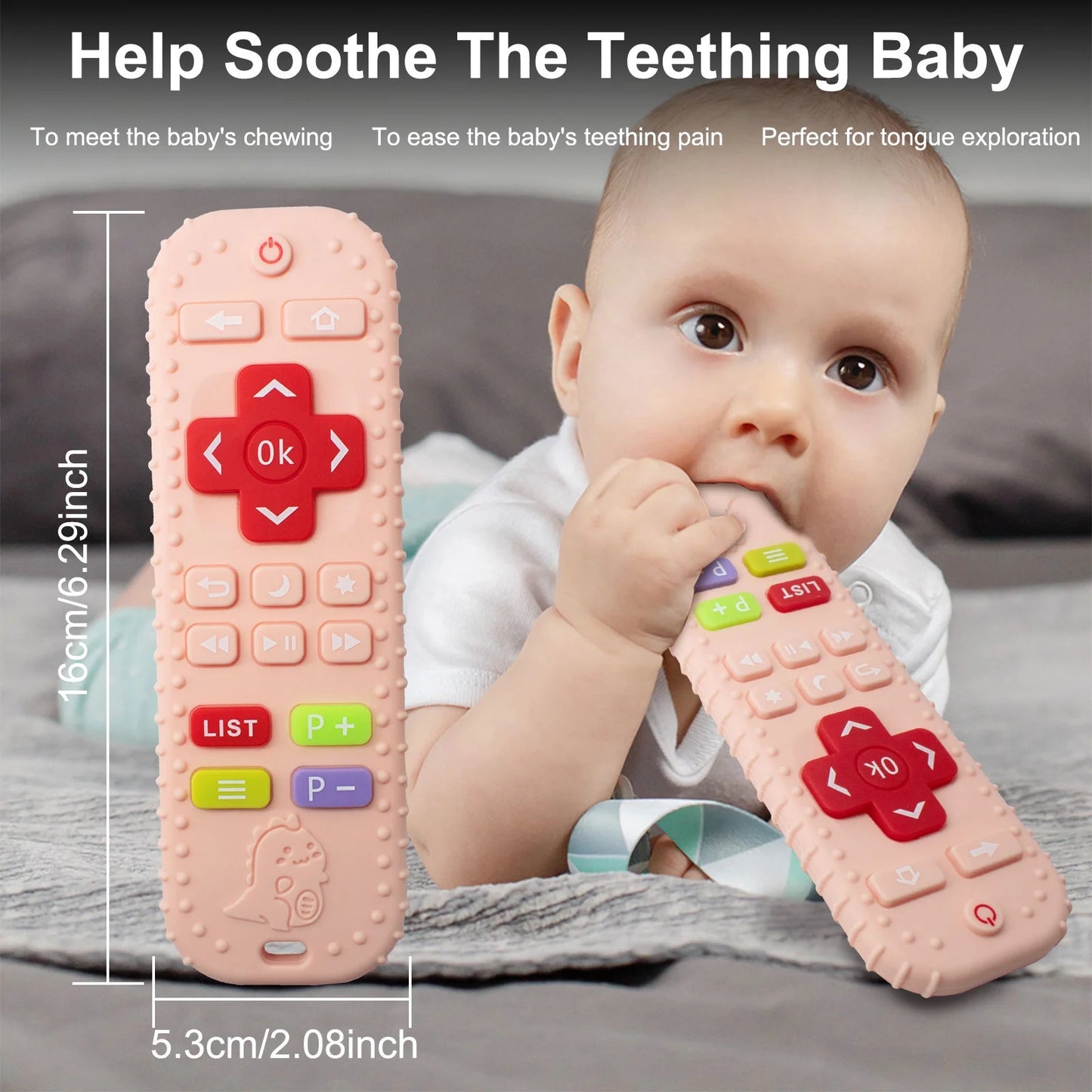 Silicone Baby Teething Toy, Remote Shape Teether for 0-12 Months, Bpa-Free, Dishwasher Safe