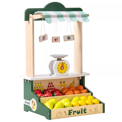 ROBOTIME Wooden Farmers Market Stand Fruit Stall Toy Grocery Store Set For Kids