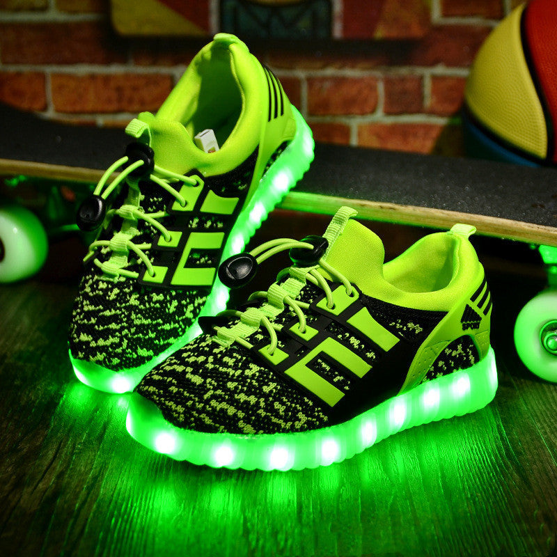 Rechargeable Luminous Shoes Children Shoes USB Colorful Flying Woven Light Shoes