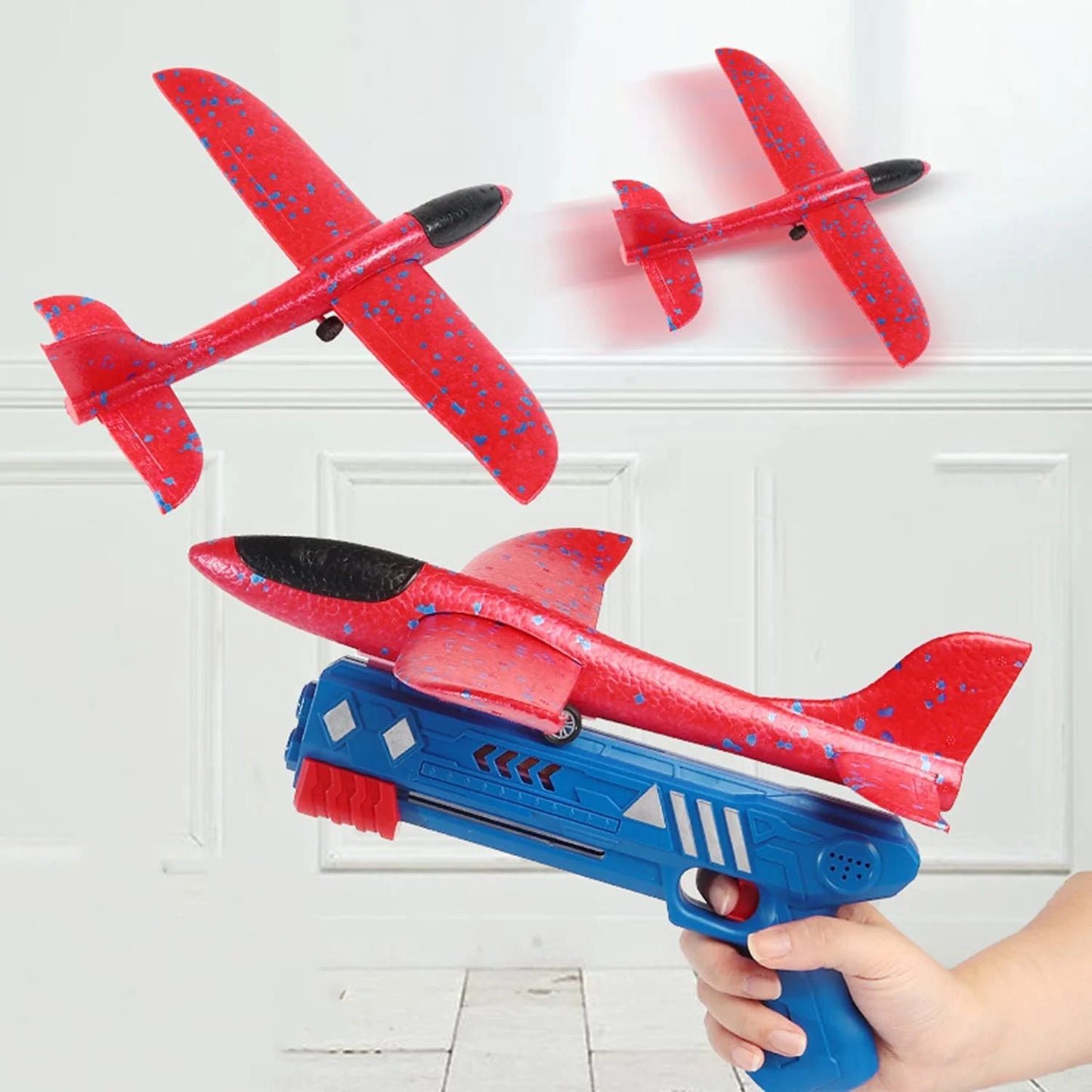 Airplane Launcher Toy for Kids, 3 Pack Outdoor Flying Foam Glider Catapult Planes with Stickers, Throwing Airplane Toys Birthday Gifts for Boys and Girls Ages 4-10