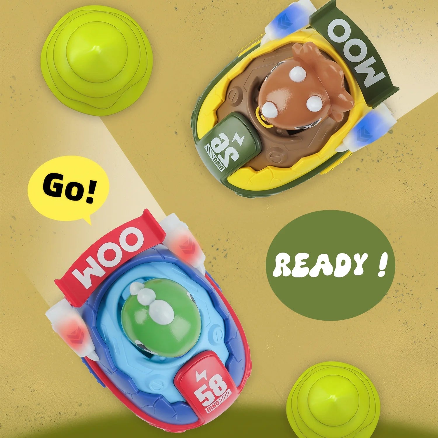 2 Pack RC Cars Kids Toys Dinosaur Remote Control Car Ejecting Bumper Cars for Toddlers Battle Race Girls Boys Toys Christmas Birthday Gift