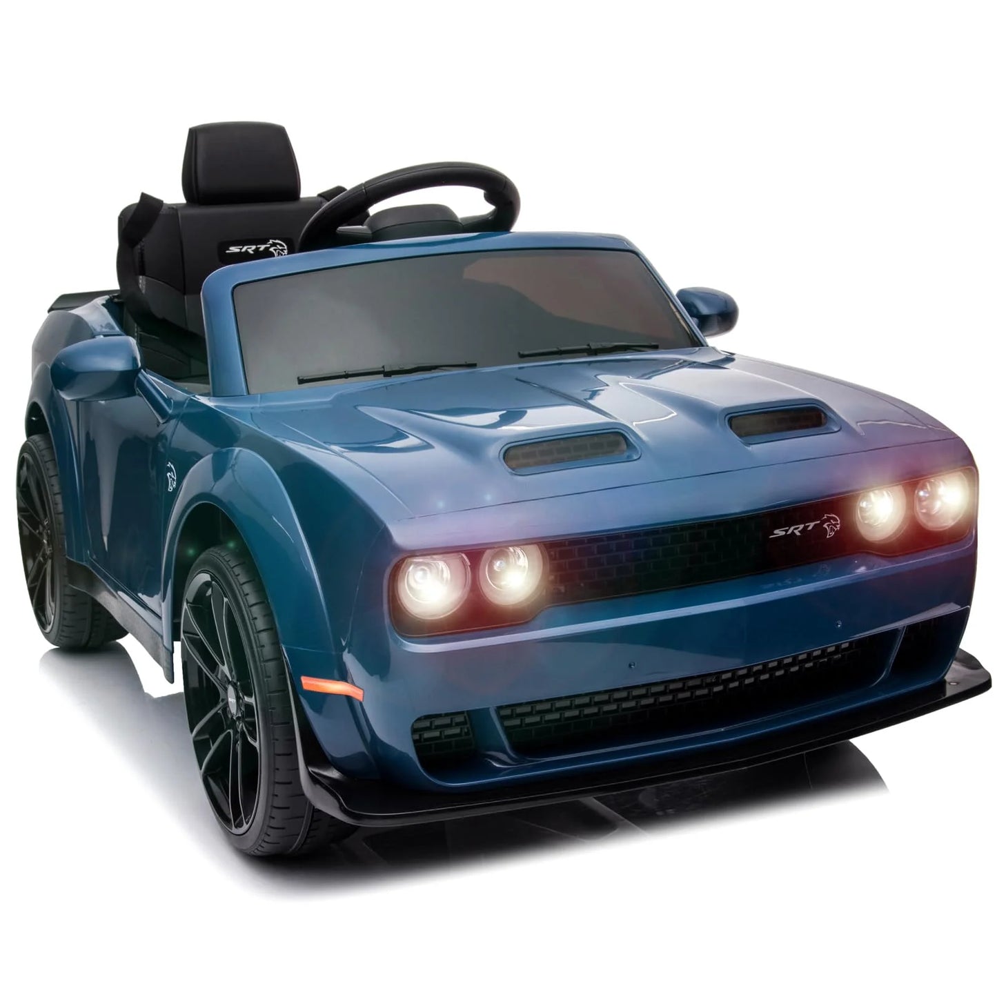 Kids Electric Car | Licensed Dodge Challenger Ride-On 12V Battery-Powered Vehicle with Remote, LED Lights, Bluetooth, MP3 for Boys and Girls,Christmas Gift for Kids