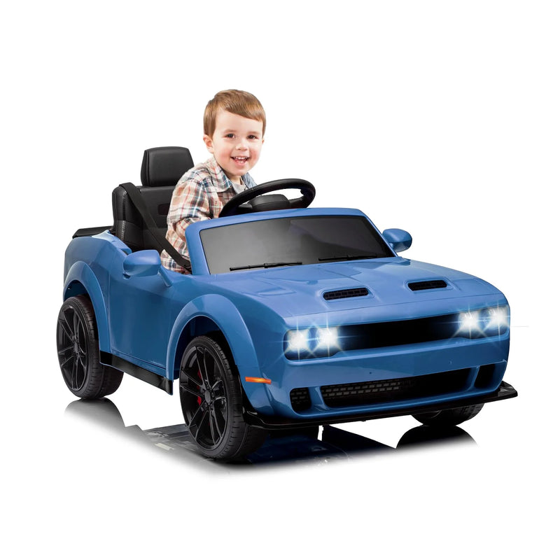 Kids Electric Car | Licensed Dodge Challenger Ride-On 12V Battery-Powered Vehicle with Remote, LED Lights, Bluetooth, MP3 for Boys and Girls,Christmas Gift for Kids