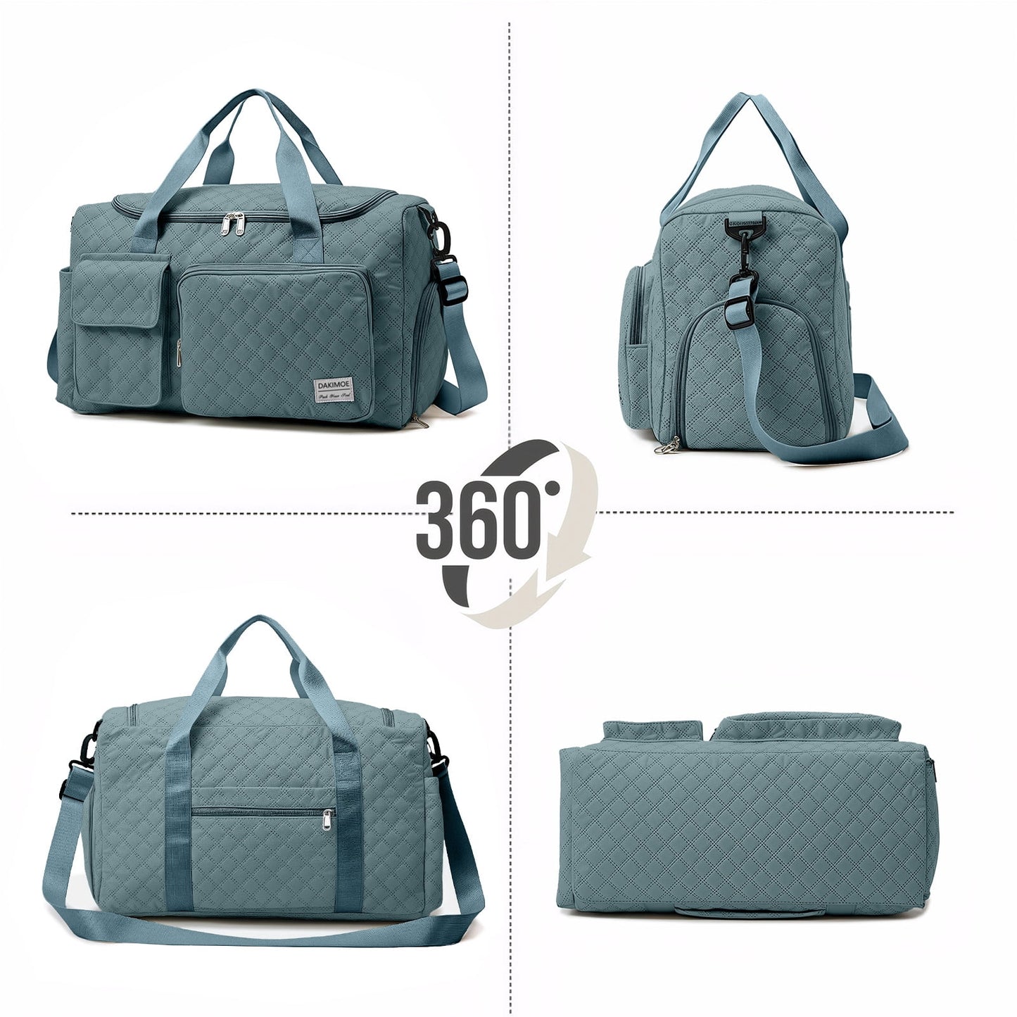Travel Duffle Bag for Women Men, Weekender Overnight Bags Carry on Gym Bag with Wet Pocket/Adjustable Strap/Shoe Compartment, Foldable Waterproof Duffel Tote for Plane Sports Dance, Green