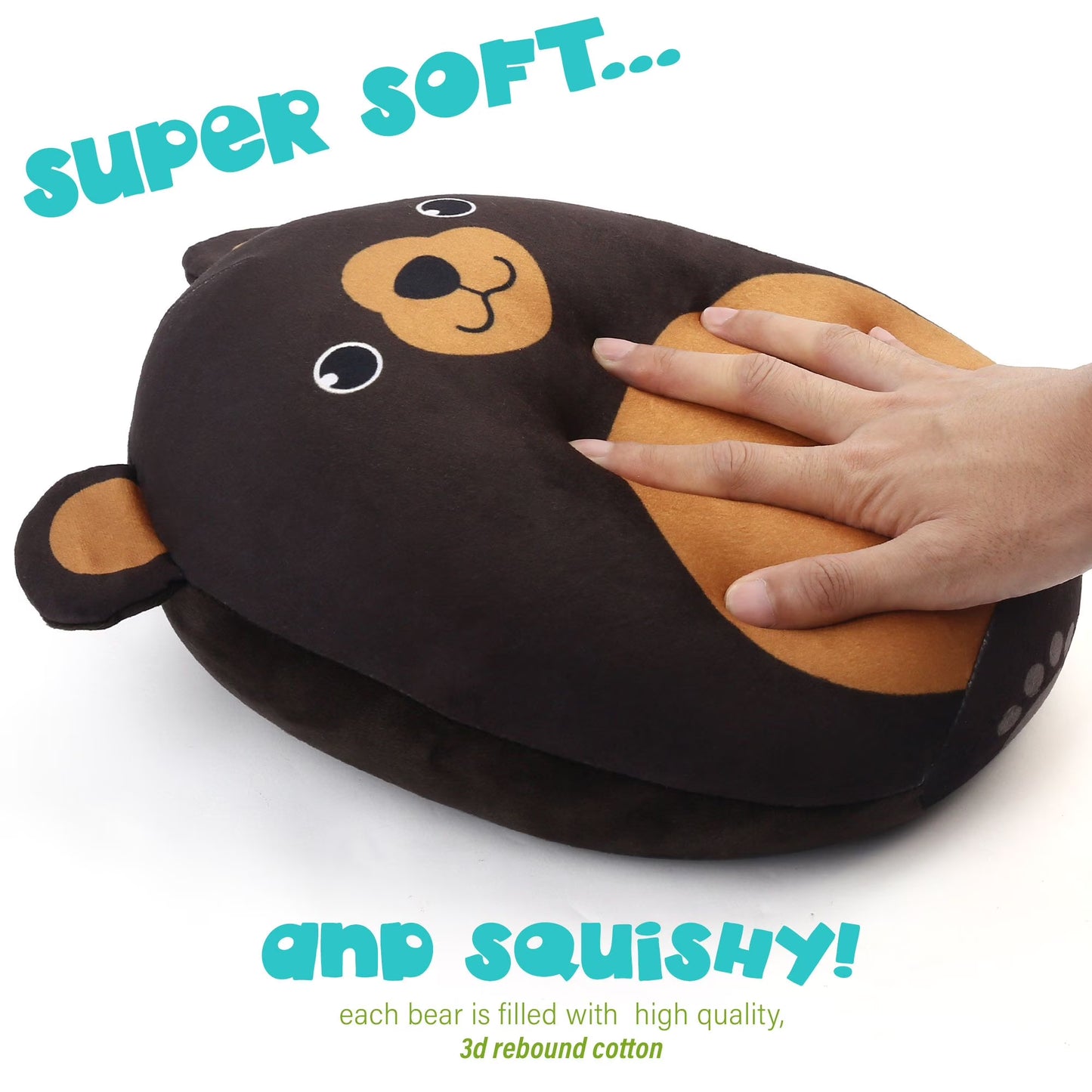 Bear Plush Toy, Squishy Bear Stuffed Animal, Cute Bear Plush Pillow Gift for Kid Boys Girls