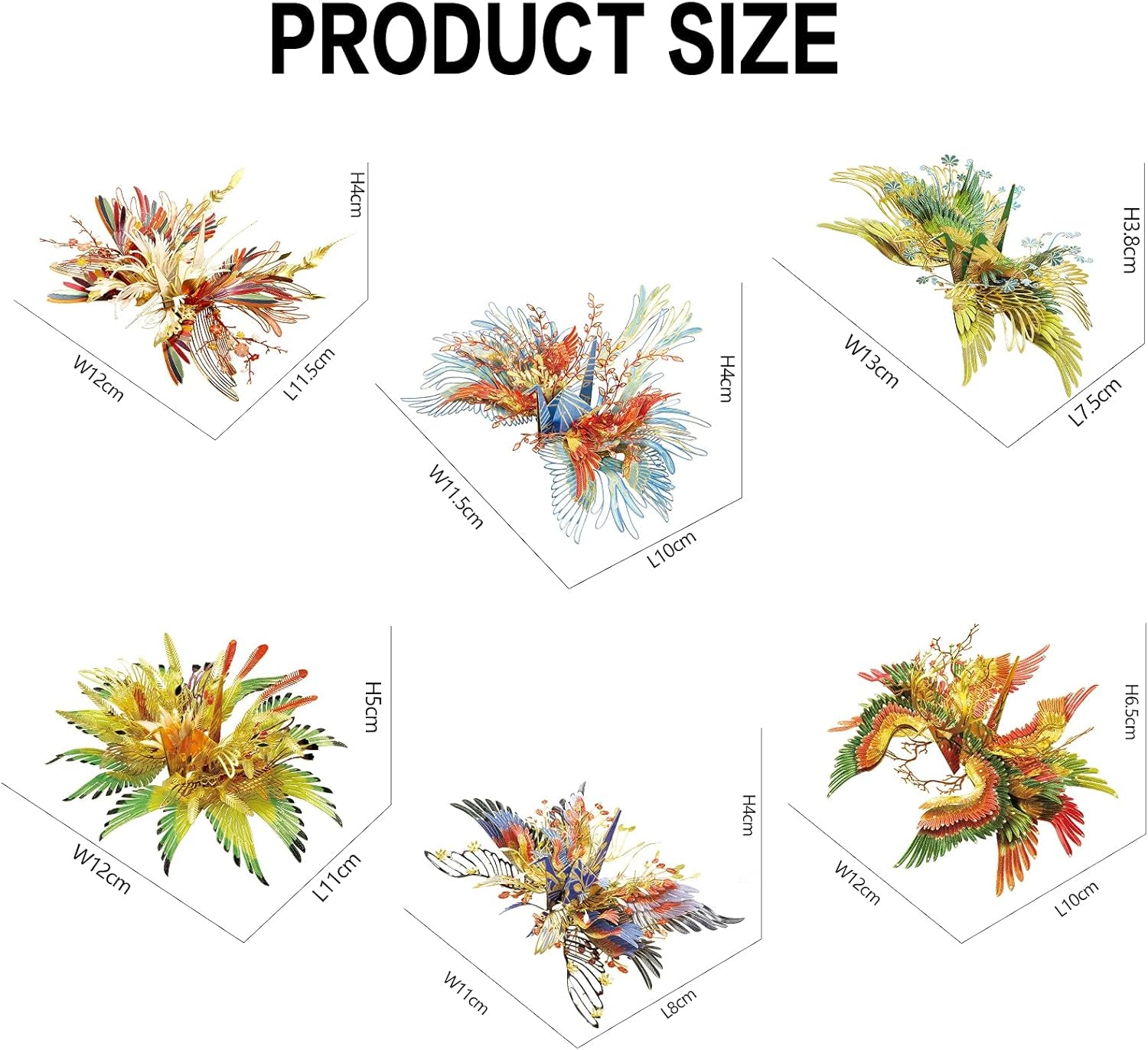 3D Metal Puzzles for Adults, 6Pcs/Set Wish Cranes 3D Metal Model Building Kits, Challenging Brain Teaser 3D Puzzles DIY Assembling Crafts Kit Creative Home Decor.