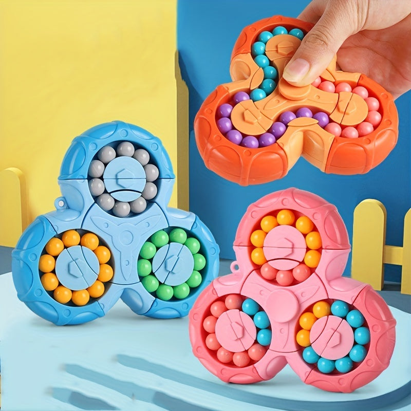 Magic Bean Puzzle Toy, Rotating Magic Bean Cube & Fidget Spinner Toys 2-in-1