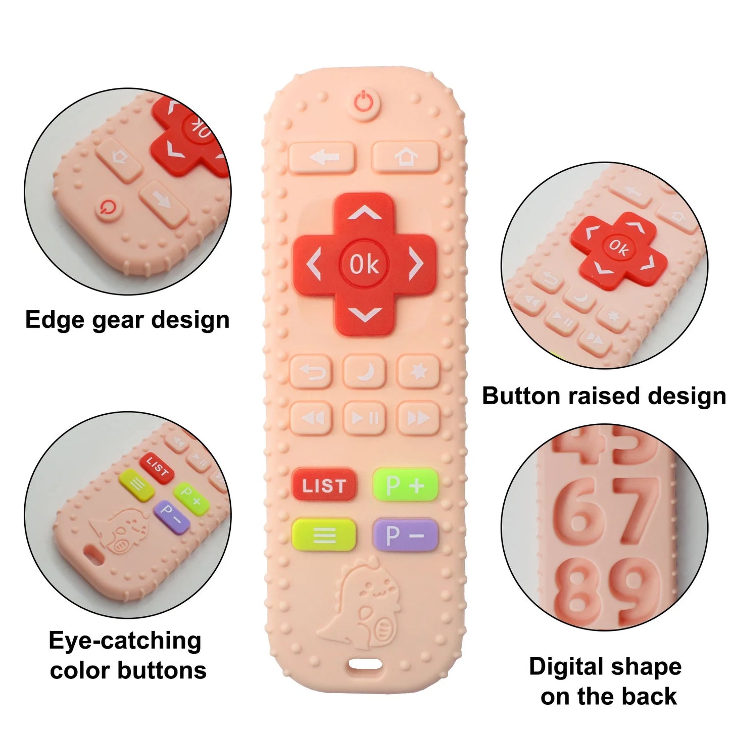 Silicone Baby Teething Toy, Remote Shape Teether for 0-12 Months, Bpa-Free, Dishwasher Safe