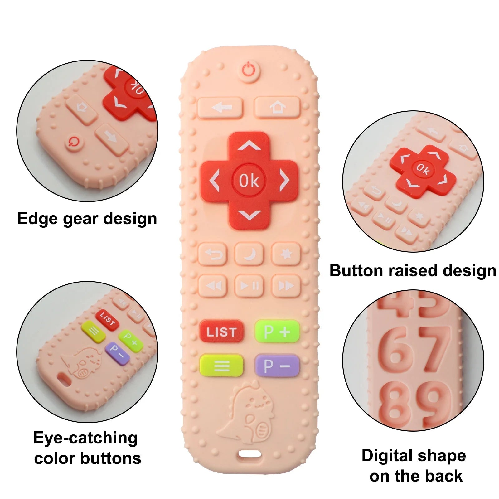 Silicone Baby Teething Toy, Remote Shape Teether for 0-12 Months, Bpa-Free, Dishwasher Safe