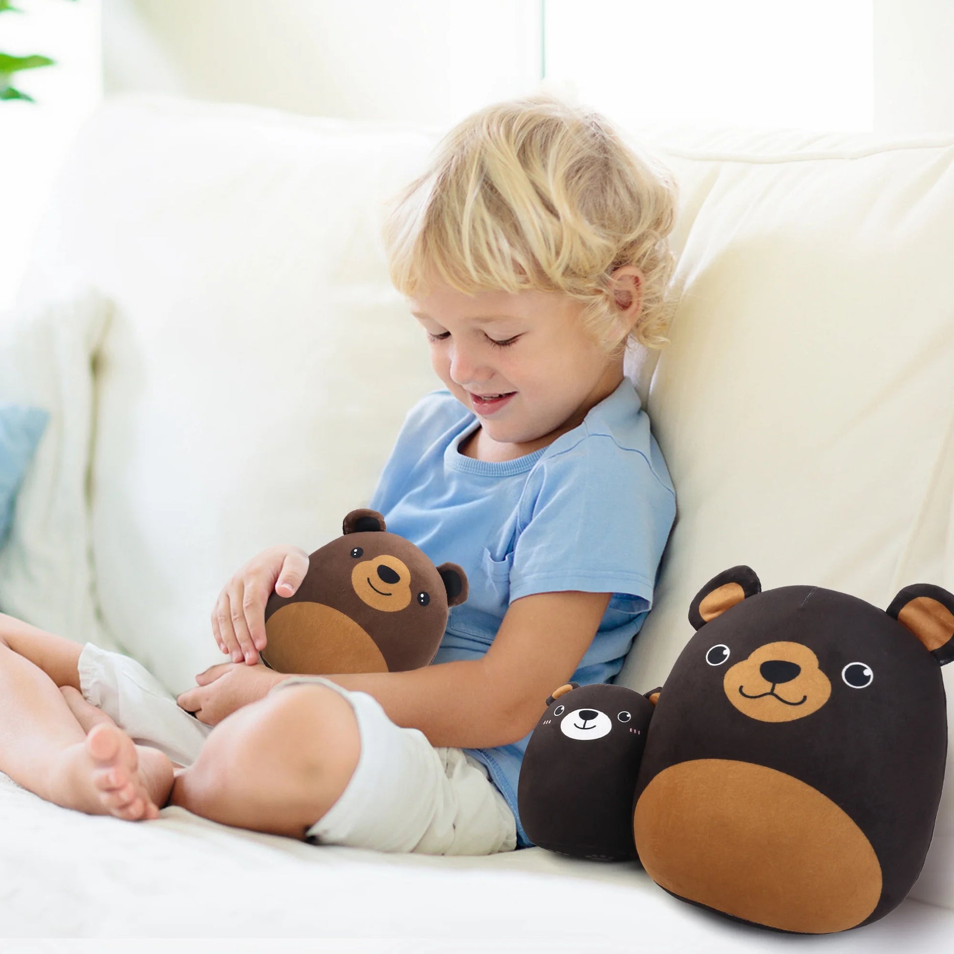 Bear Plush Toy, Squishy Bear Stuffed Animal, Cute Bear Plush Pillow Gift for Kid Boys Girls