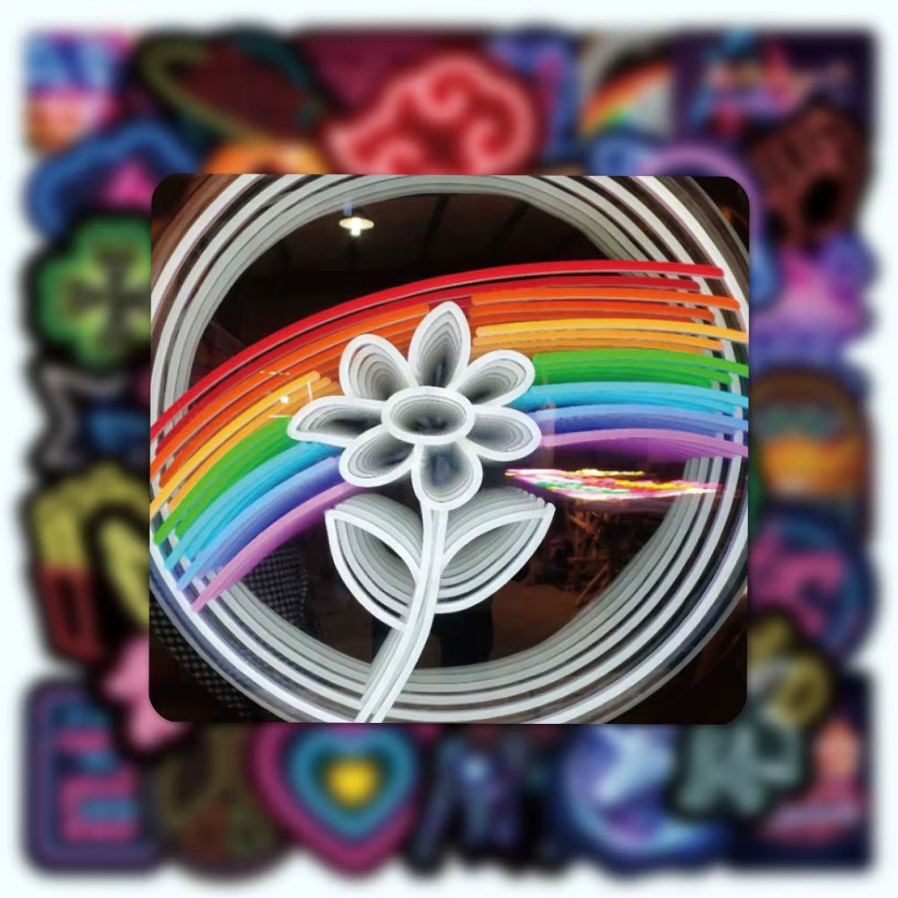 50/100Pcs Graffiti Neon Light Stickers Laptop Car Motorcycle Bike Phone Luggage Cartoon Vinyl Decal Sticker for Kid Gift