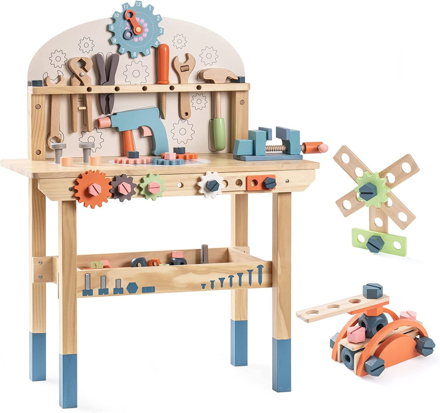 ROBOTIME wooden tool bench Toddlers Kids Pretend Tool Bench Toy Workshop Toys