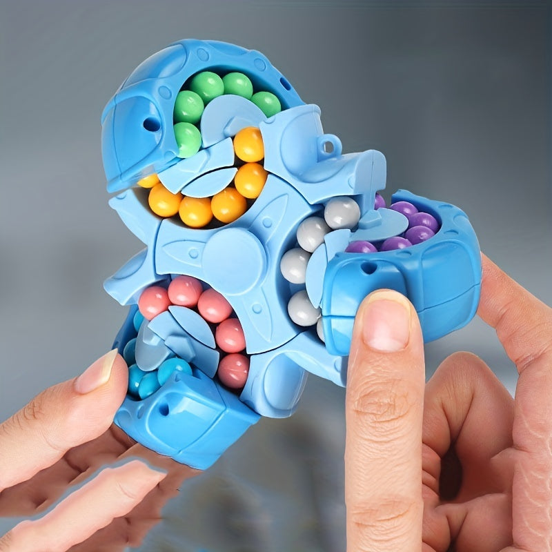 Magic Bean Puzzle Toy, Rotating Magic Bean Cube & Fidget Spinner Toys 2-in-1