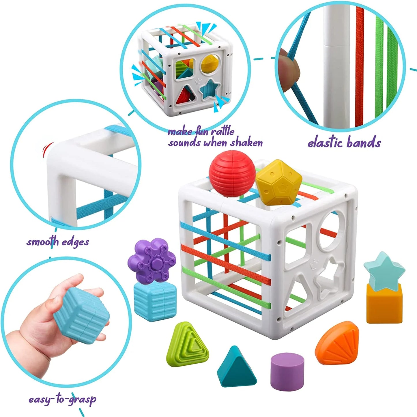 Baby Toys 6-12 Months, Shape Sorter Blocks Toy,Montessori Learning Toys for 1 Year Old Boys Girls Christmas Gifts