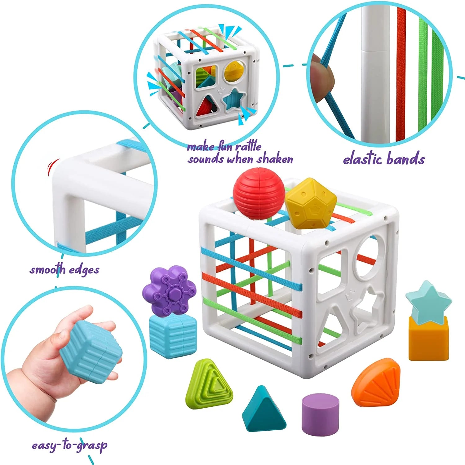 Baby Toys 6-12 Months, Shape Sorter Blocks Toy,Montessori Learning Toys for 1 Year Old Boys Girls Christmas Gifts