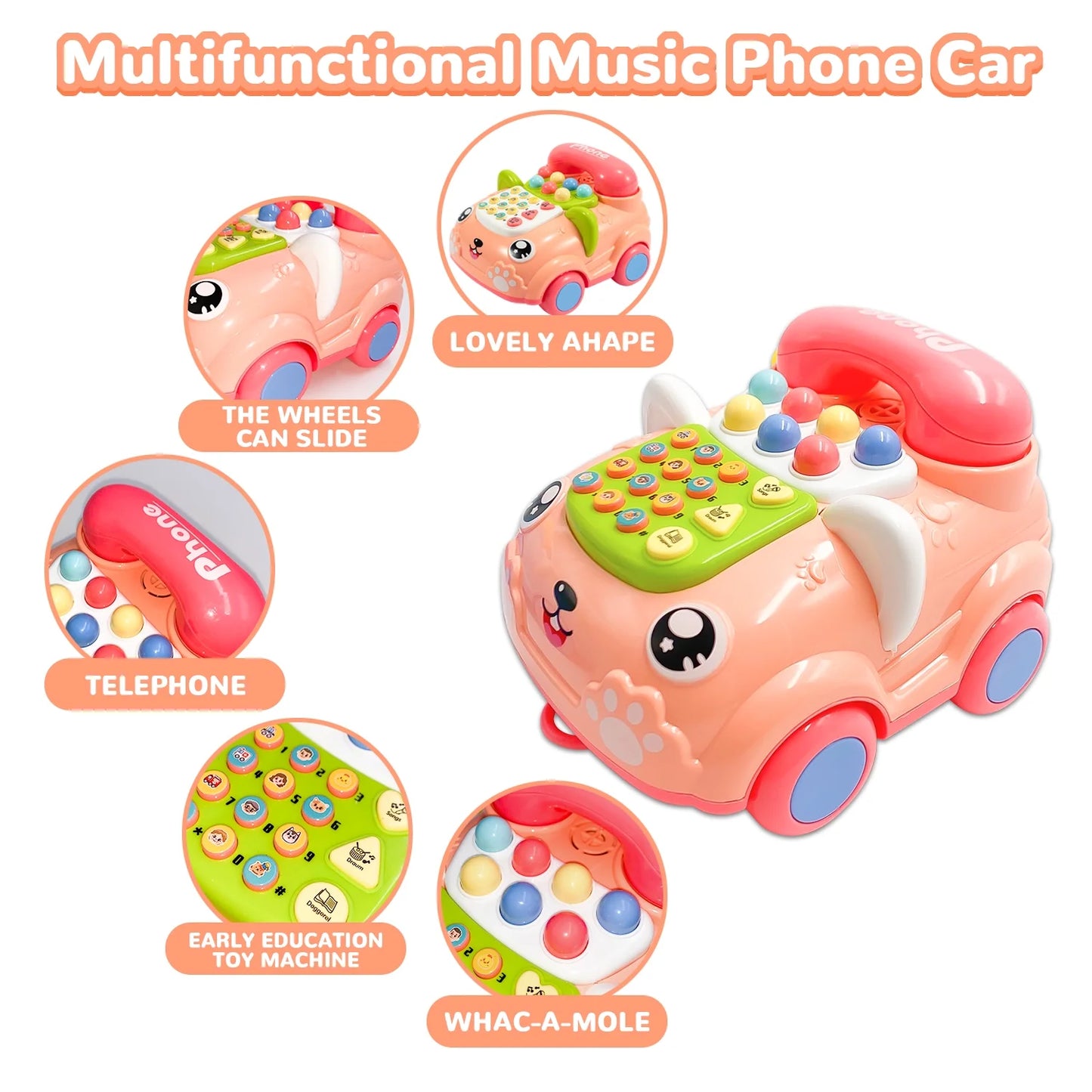 Toys for 1 Year Old Toddlers, Baby Phone Toy with Music Light, Musical Toy for 2 Years Old Girls, Learning Education Preschool Toys