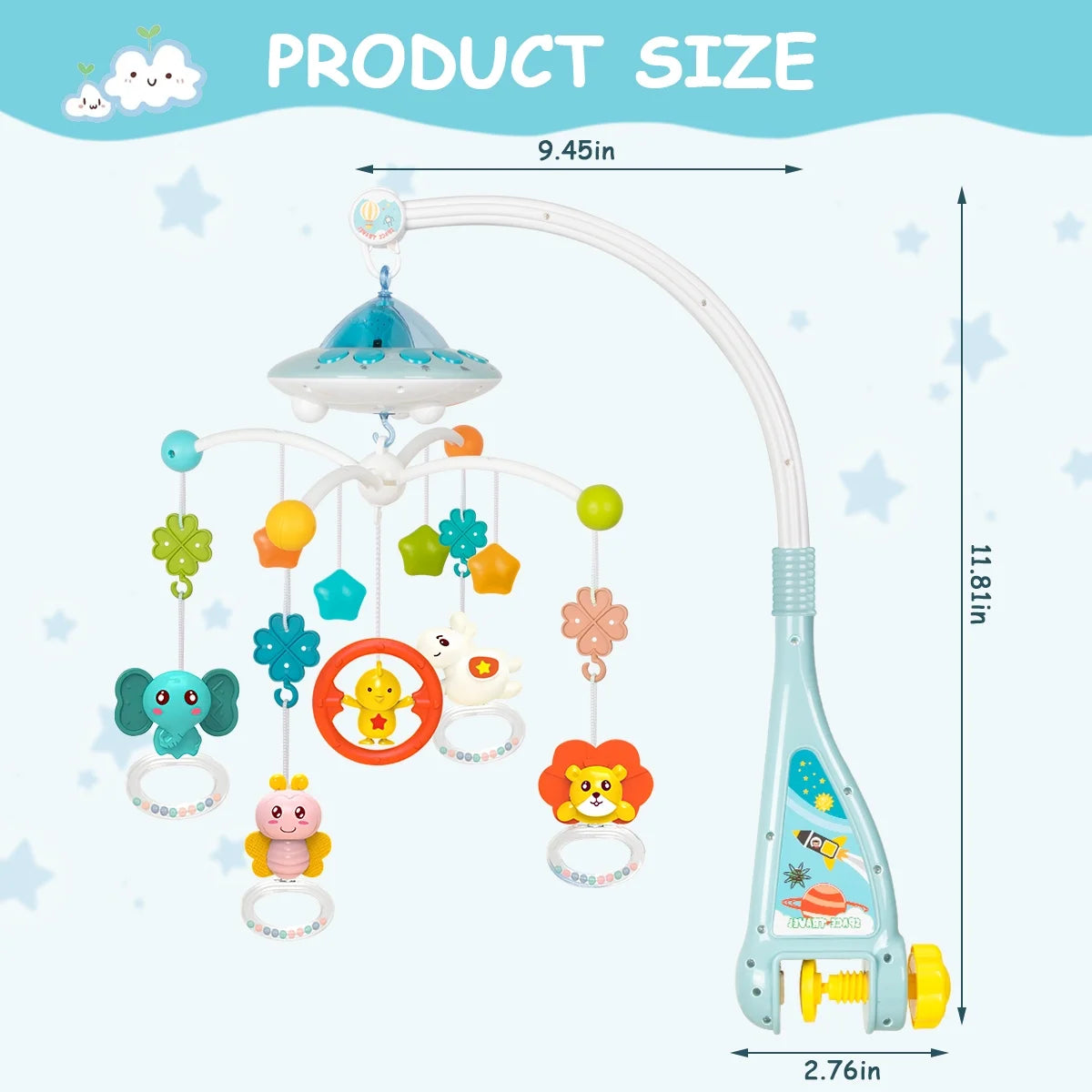 Baby Mobile Toy with Music and Lights, Portable Mobiles for Baby, Musical Mobile