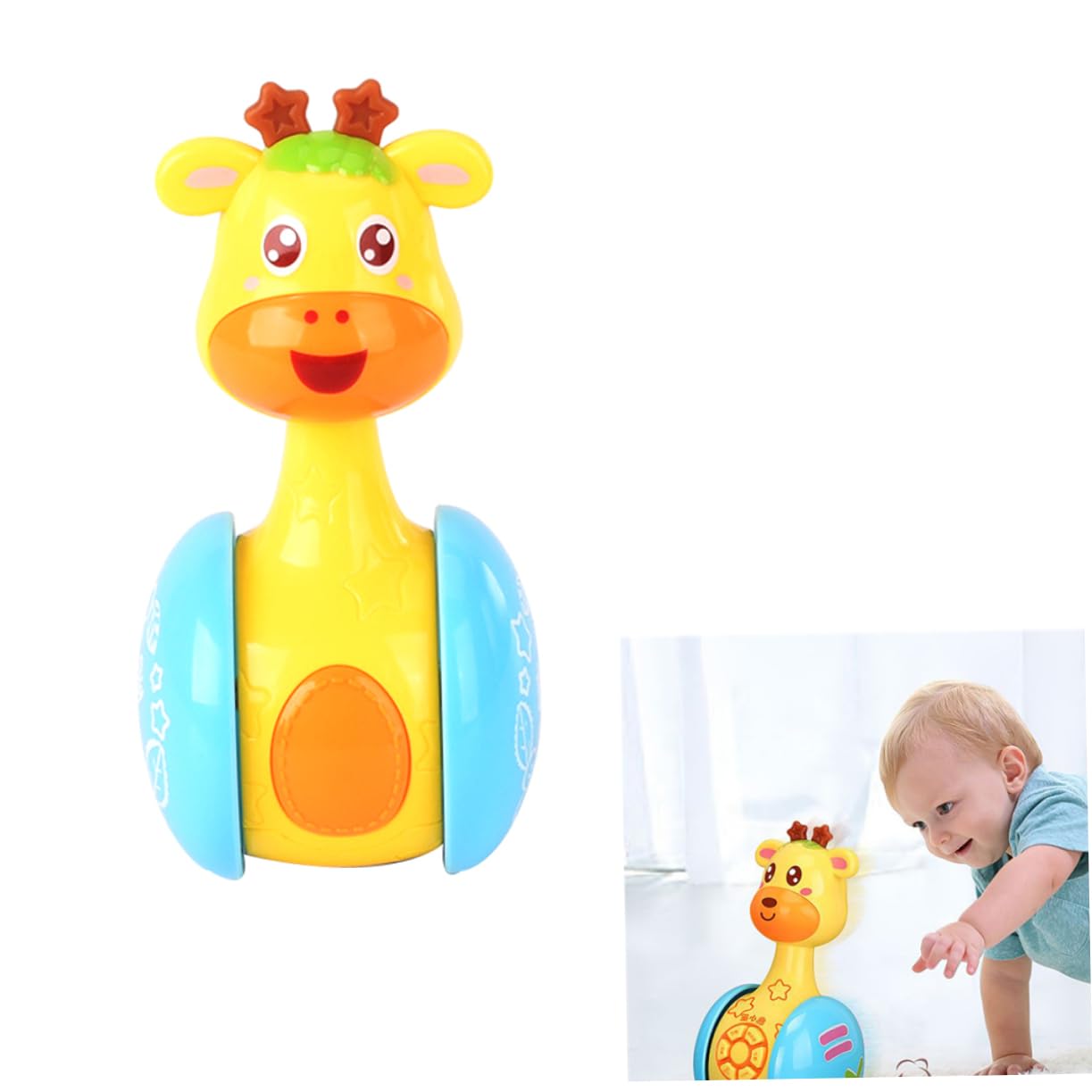 Cartoon Giraffe Tumbler Doll -Poly Baby Toys Cute Rattles Ring Bell Newborns 3-12 Month Early Educational Toy Baby Toys