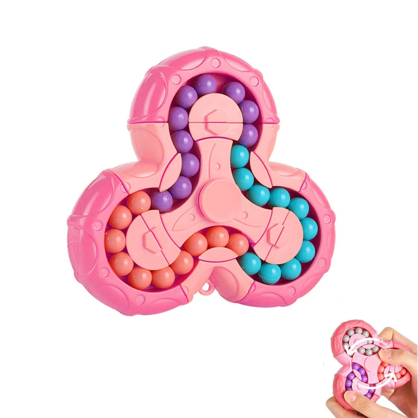 Magic Bean Puzzle Toy, Rotating Magic Bean Cube & Fidget Spinner Toys 2-in-1