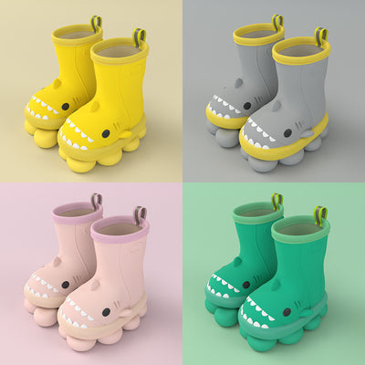 Children Boys Girls Cute Cartoon Waterproof Shoes Safety Rubber Shark Slippers Kids Rain Boots