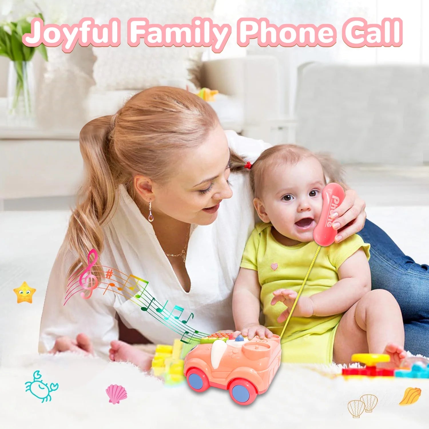 Toys for 1 Year Old Toddlers, Baby Phone Toy with Music Light, Musical Toy for 2 Years Old Girls, Learning Education Preschool Toys