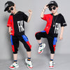 Children's clothing summer new boy short-sleeved suit in the big boy summer Korean version of the boy stitching sportswear tide