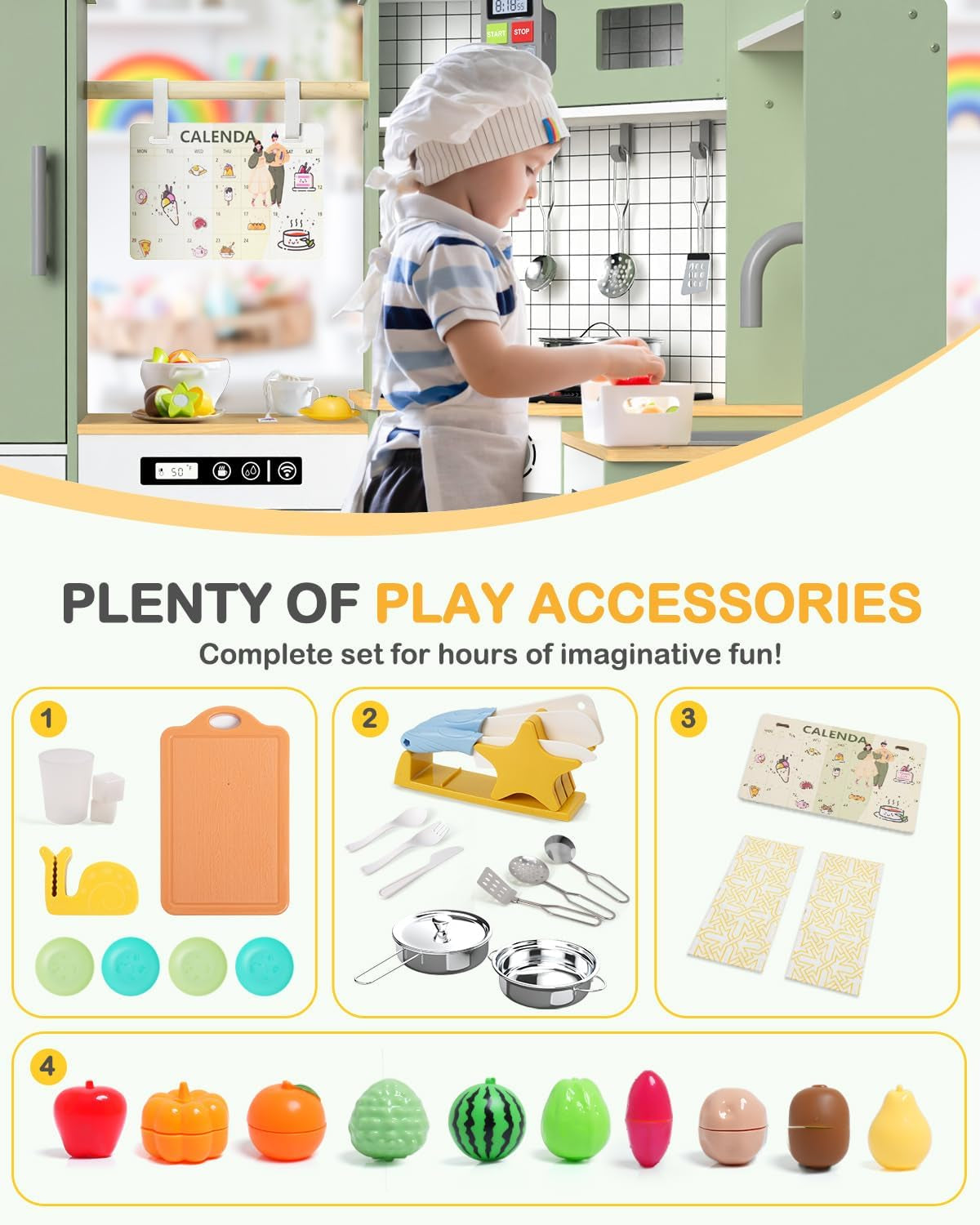 Wooden Corner Kids Play Kitchen, Pretend Play Toy Gift for Kids