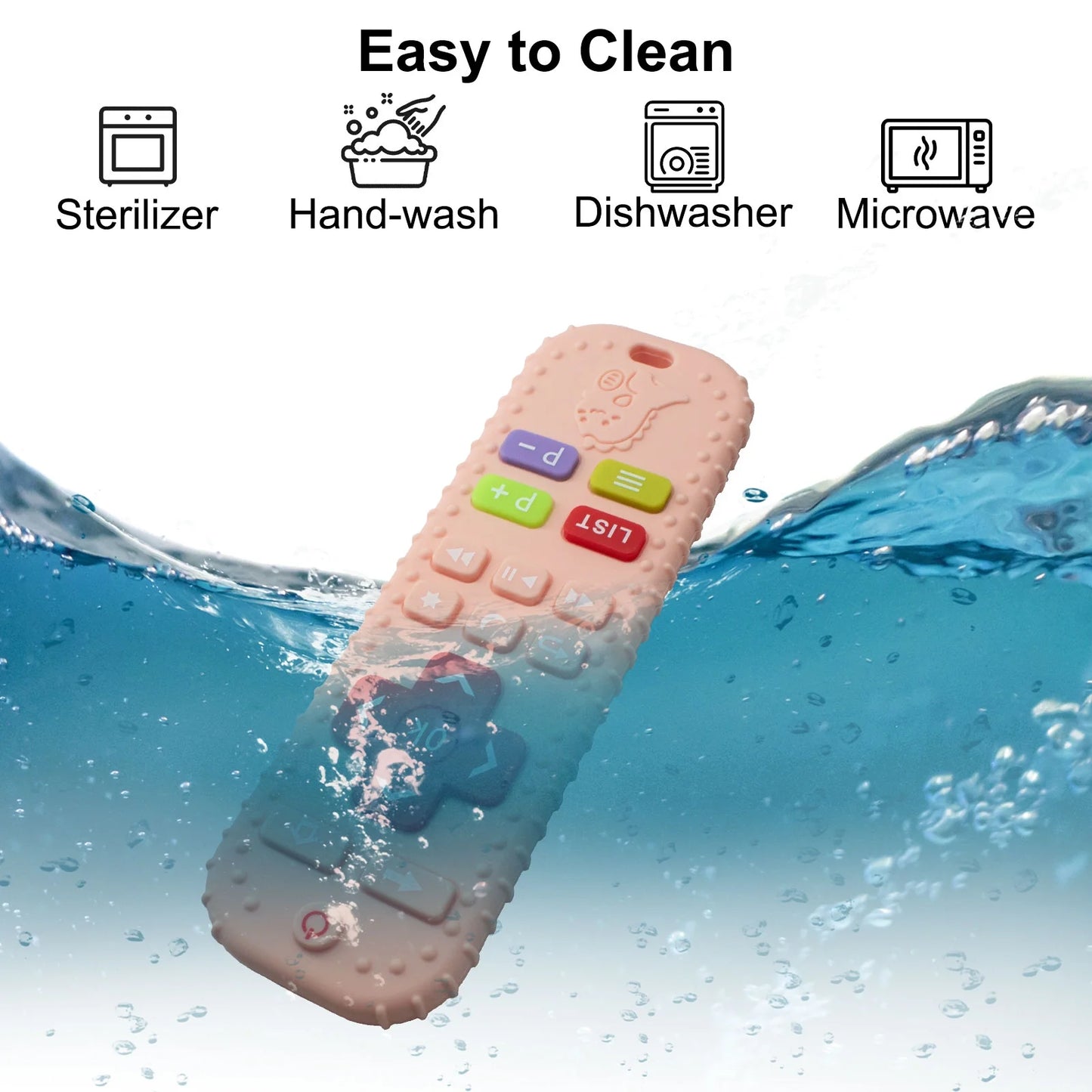 Silicone Baby Teething Toy, Remote Shape Teether for 0-12 Months, Bpa-Free, Dishwasher Safe