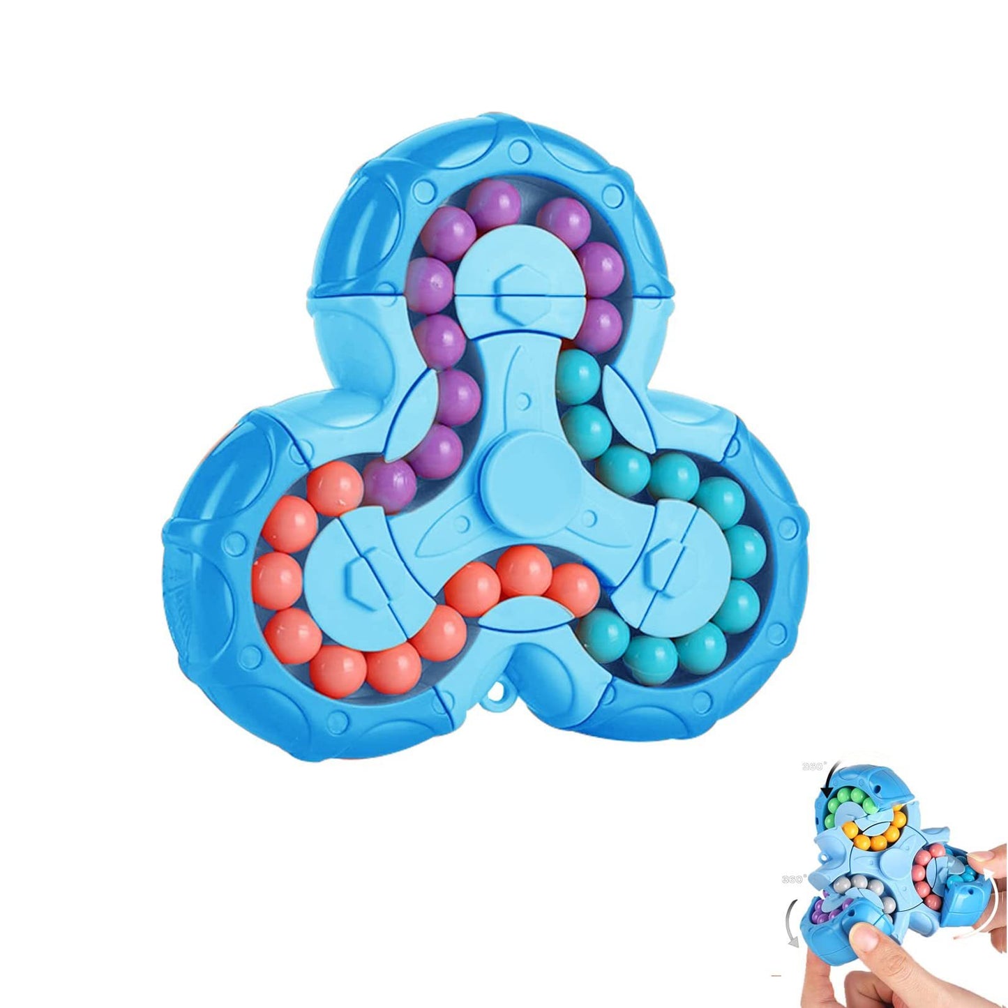 Magic Bean Puzzle Toy, Rotating Magic Bean Cube & Fidget Spinner Toys 2-in-1