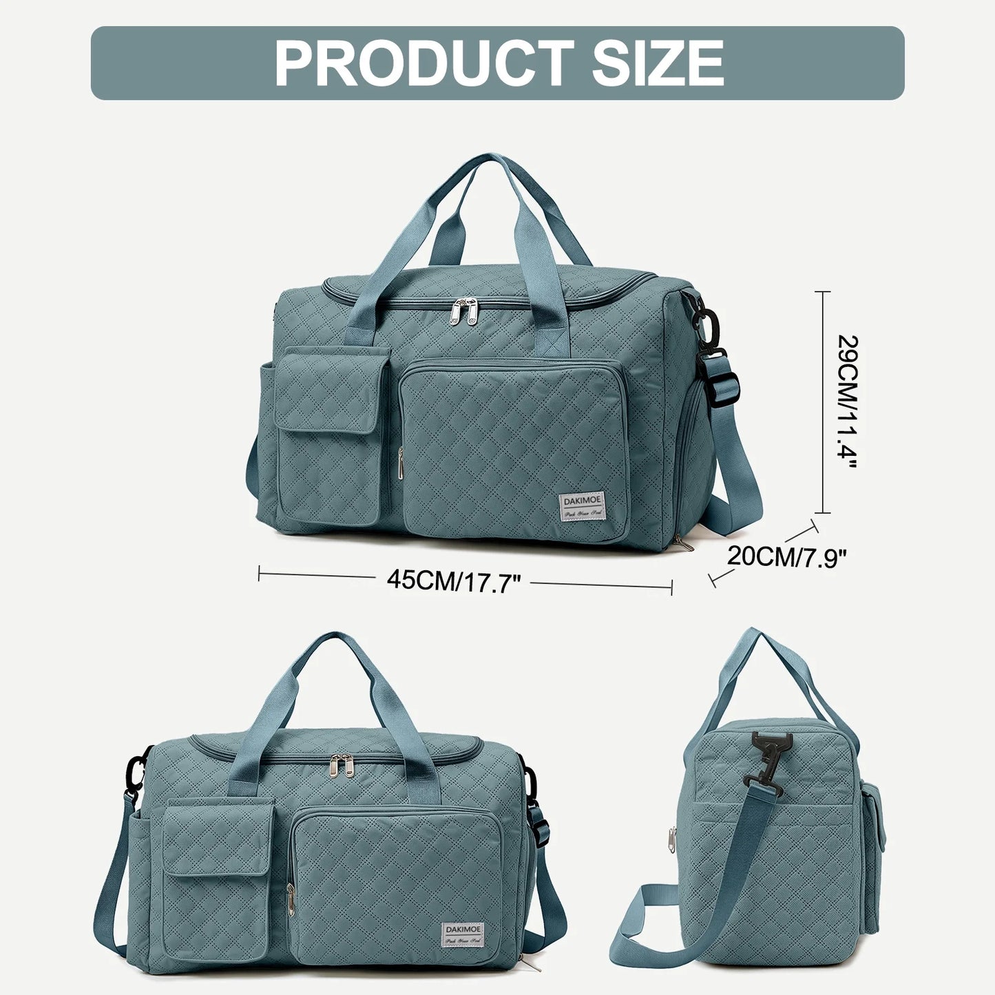 Travel Duffle Bag for Women Men, Weekender Overnight Bags Carry on Gym Bag with Wet Pocket/Adjustable Strap/Shoe Compartment, Foldable Waterproof Duffel Tote for Plane Sports Dance, Green