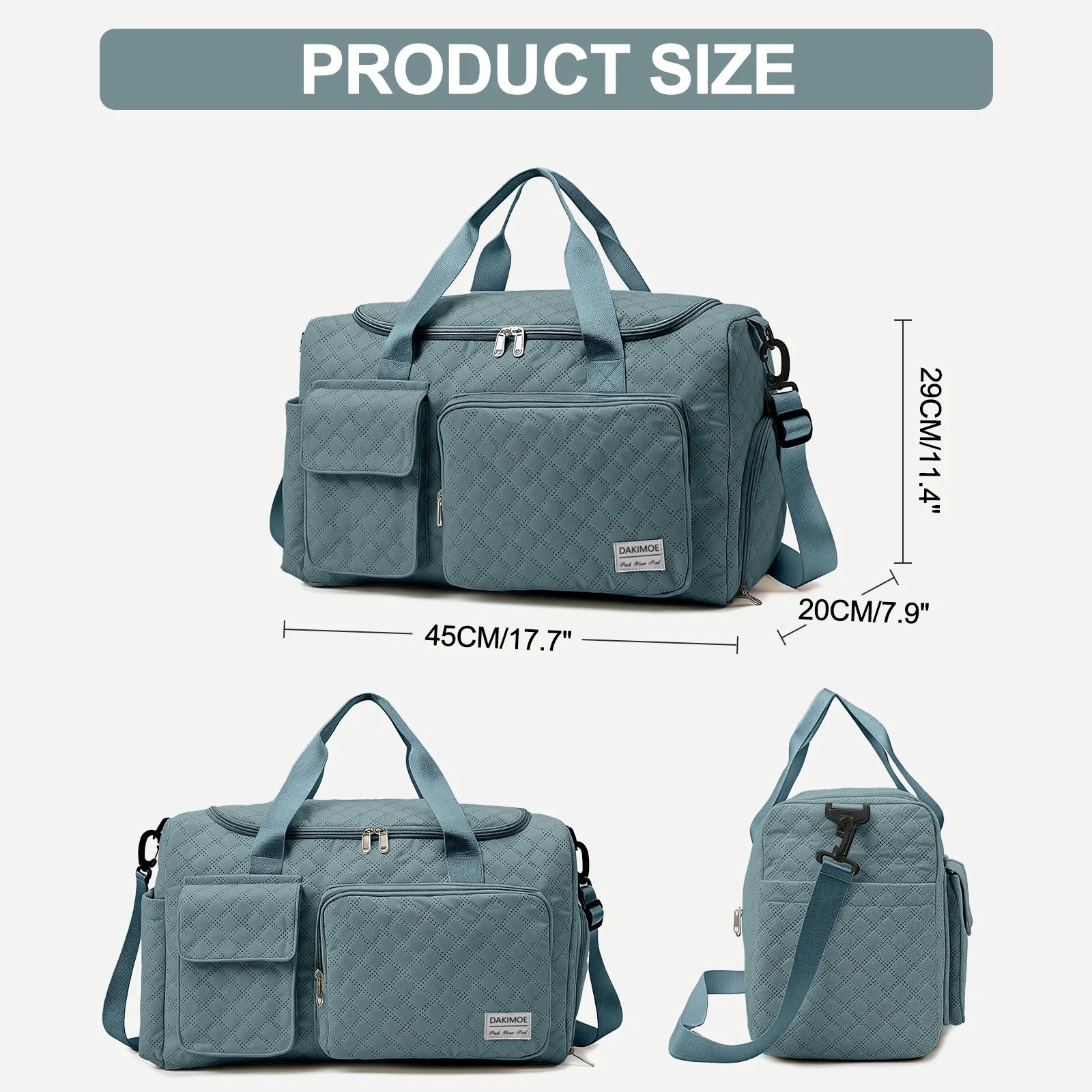 Travel Duffle Bag for Women Men, Weekender Overnight Bags Carry on Gym Bag with Wet Pocket/Adjustable Strap/Shoe Compartment, Foldable Waterproof Duffel Tote for Plane Sports Dance, Green