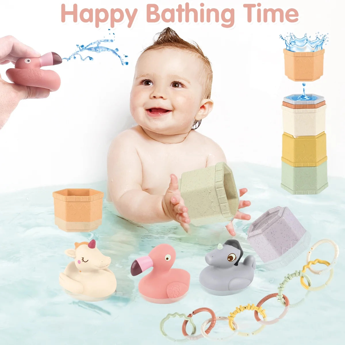 32PCS 6-12-18 Months Baby 5-In-1 Montessori Toys,Boys Girls 1-3 Outdoor Toy&Bath Toy&Stacking Toy,Educational Learning Toys,Toddler Birthday Gift