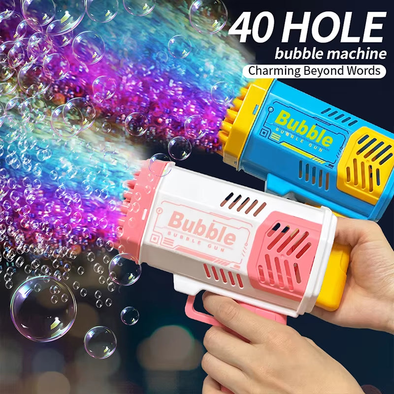 40 Hole Handheld Fully Automatic Space Light Bubble Machine Electric Children'S Toys without Battery without Bubble Water