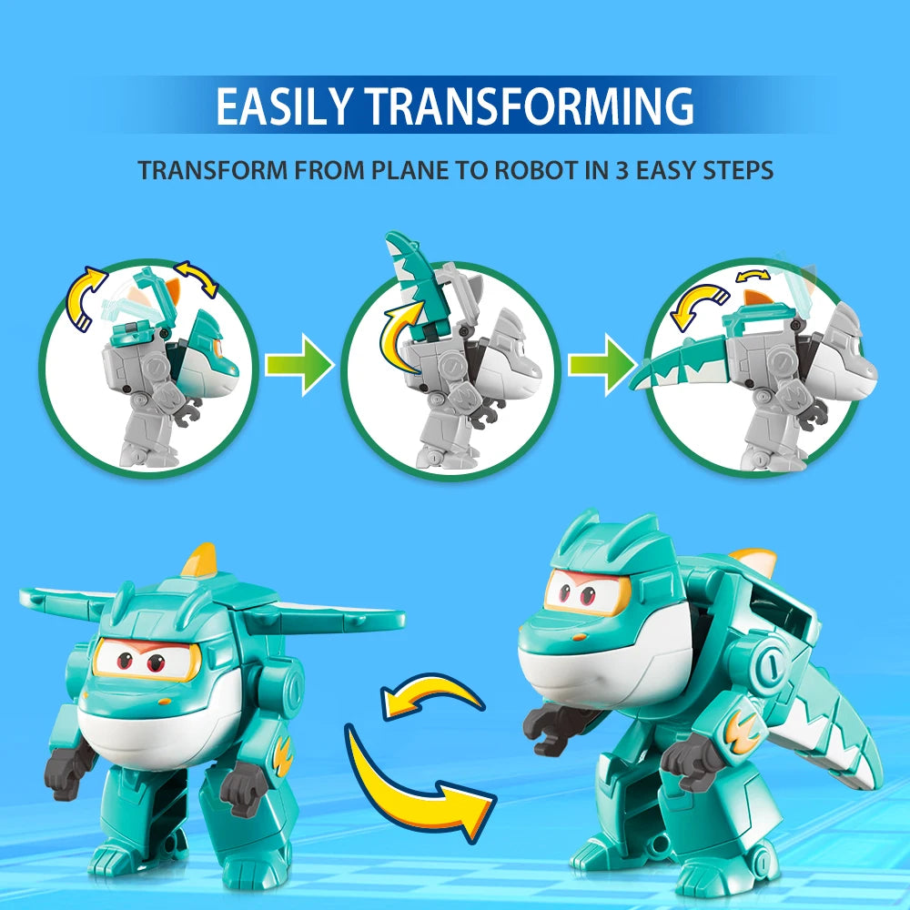 Super Wings S6 Mini  Tino 2 Inches Transforming Anime Deformation Plane Robot Action Figures Transformation Kids Toys Gifts