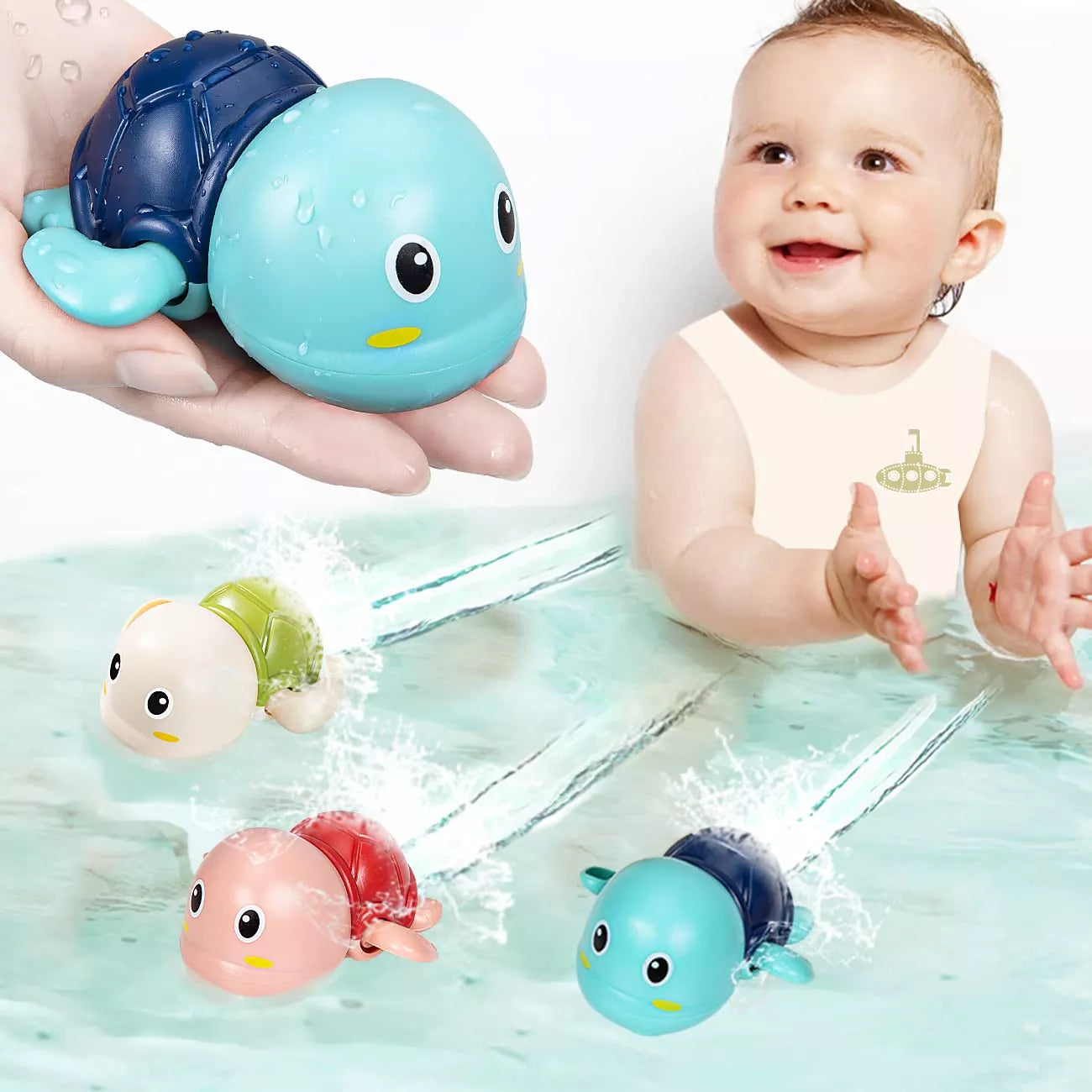 Baby Bath Toys Bathing Cute Swimming Turtle Whale Pool Beach Classic Chain