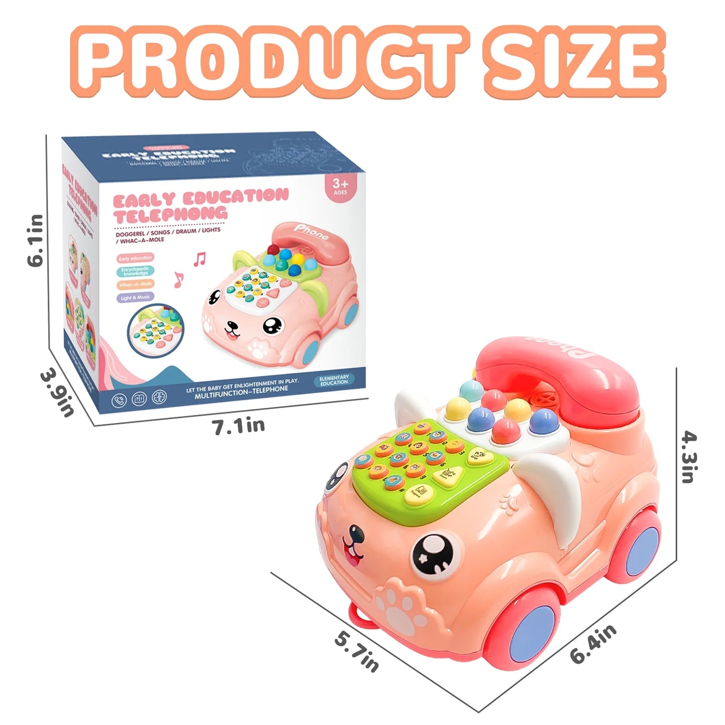 Toys for 1 Year Old Toddlers, Baby Phone Toy with Music Light, Musical Toy for 2 Years Old Girls, Learning Education Preschool Toys