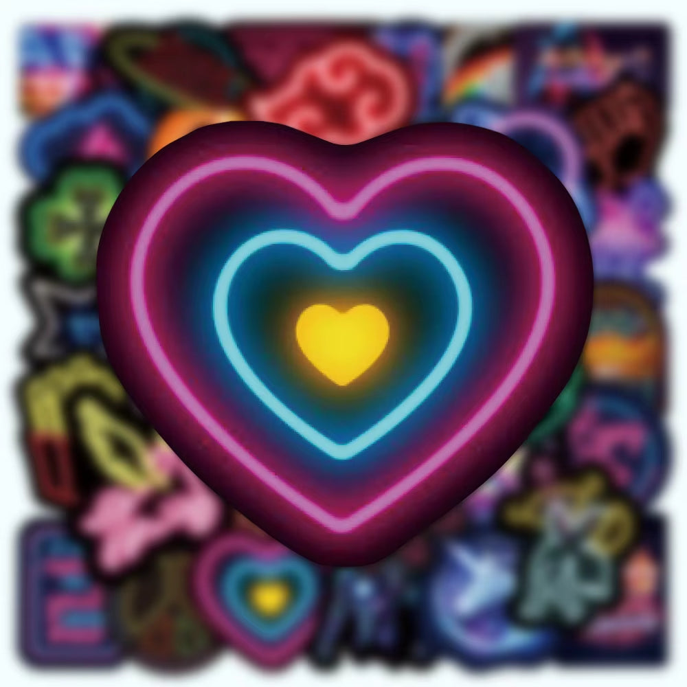 50/100Pcs Graffiti Neon Light Stickers Laptop Car Motorcycle Bike Phone Luggage Cartoon Vinyl Decal Sticker for Kid Gift