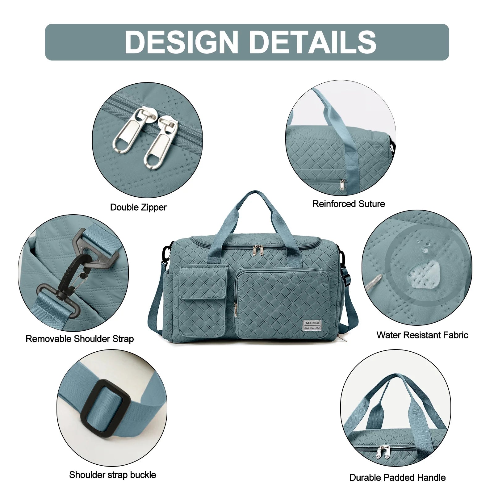 Travel Duffle Bag for Women Men, Weekender Overnight Bags Carry on Gym Bag with Wet Pocket/Adjustable Strap/Shoe Compartment, Foldable Waterproof Duffel Tote for Plane Sports Dance, Green