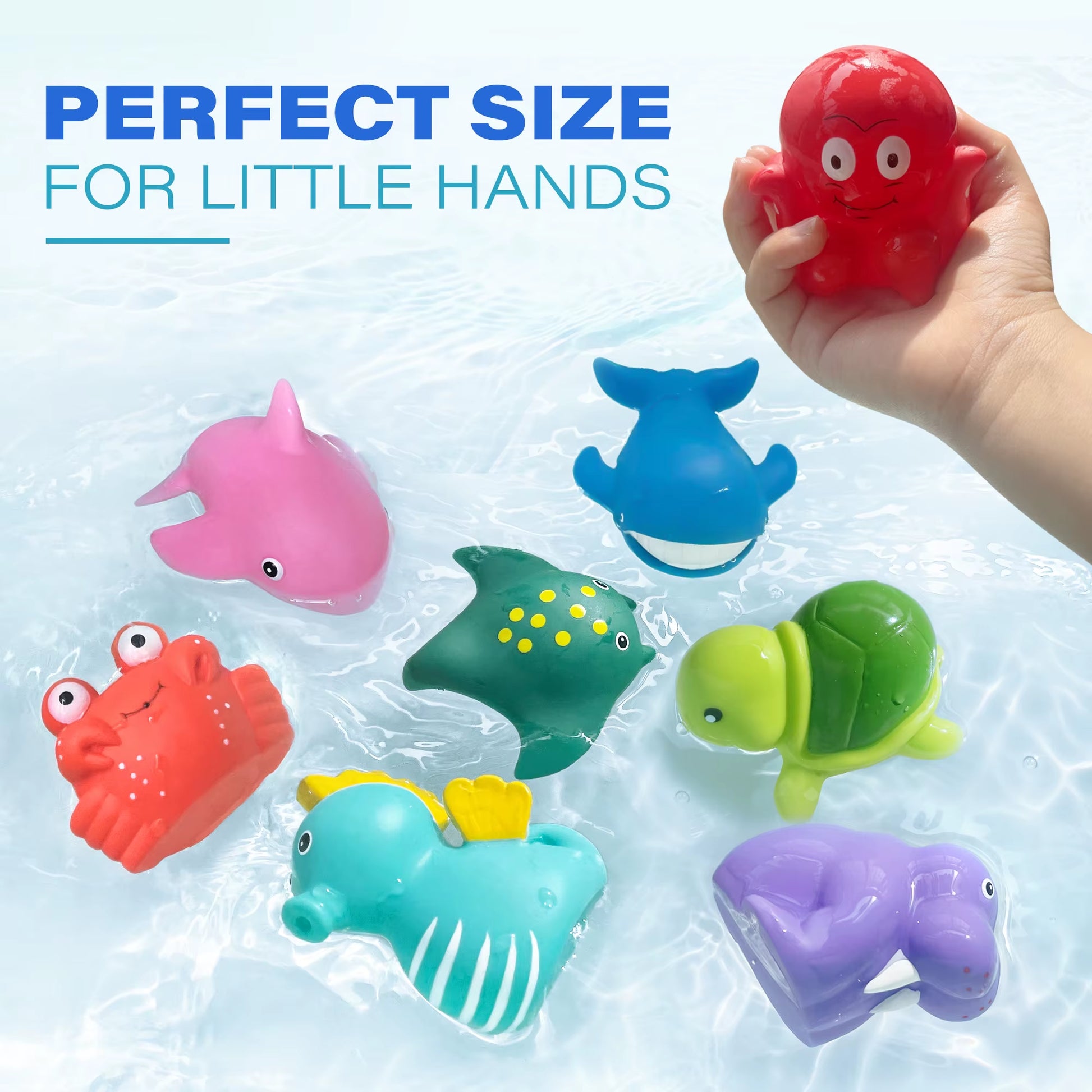 Lotfancy Bath Toy, 8PCS Mold Free Bath Toys for Kids Ages,No Holes Baby Bath Toys for Toddlers, Ocean Sea Animal Bathtub Toys