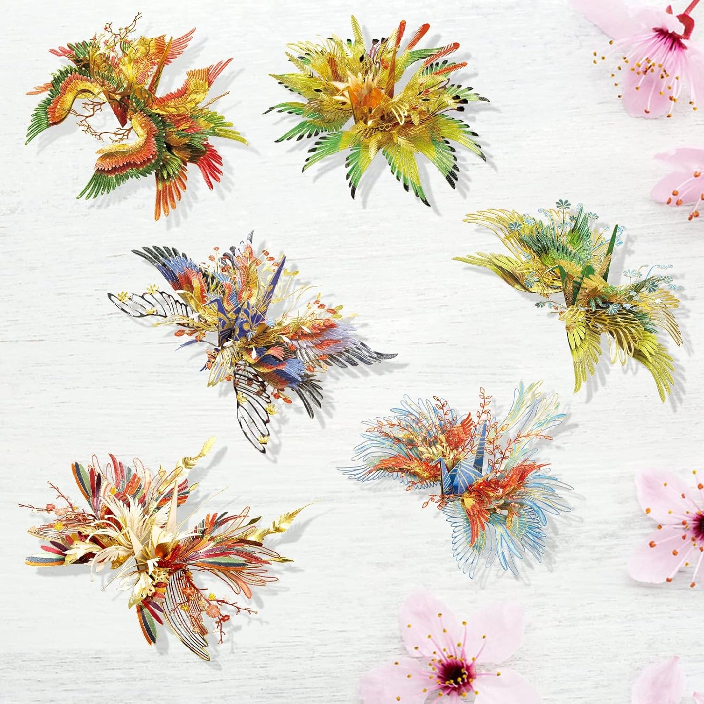 3D Metal Puzzles for Adults, 6Pcs/Set Wish Cranes 3D Metal Model Building Kits, Challenging Brain Teaser 3D Puzzles DIY Assembling Crafts Kit Creative Home Decor.