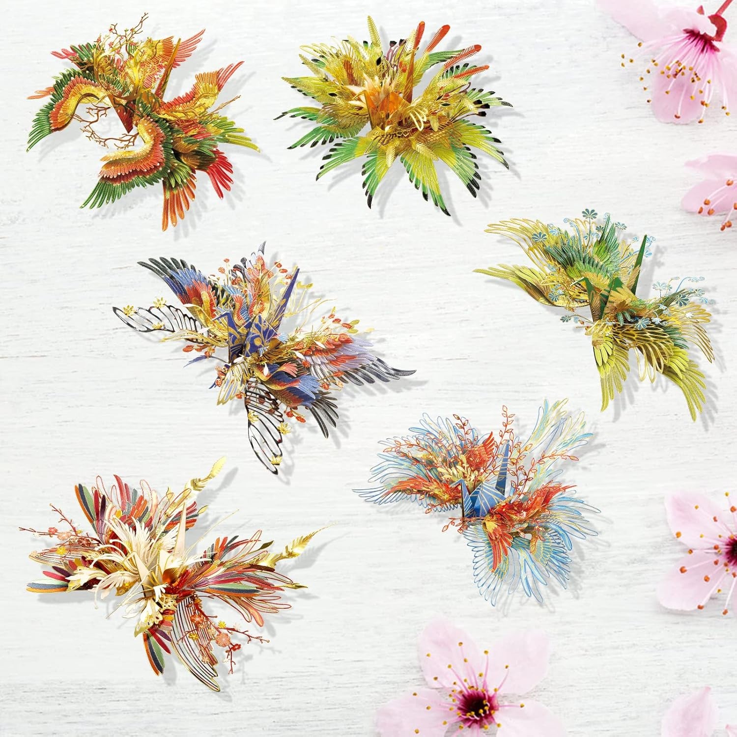 3D Metal Puzzles for Adults, 6Pcs/Set Wish Cranes 3D Metal Model Building Kits, Challenging Brain Teaser 3D Puzzles DIY Assembling Crafts Kit Creative Home Decor.