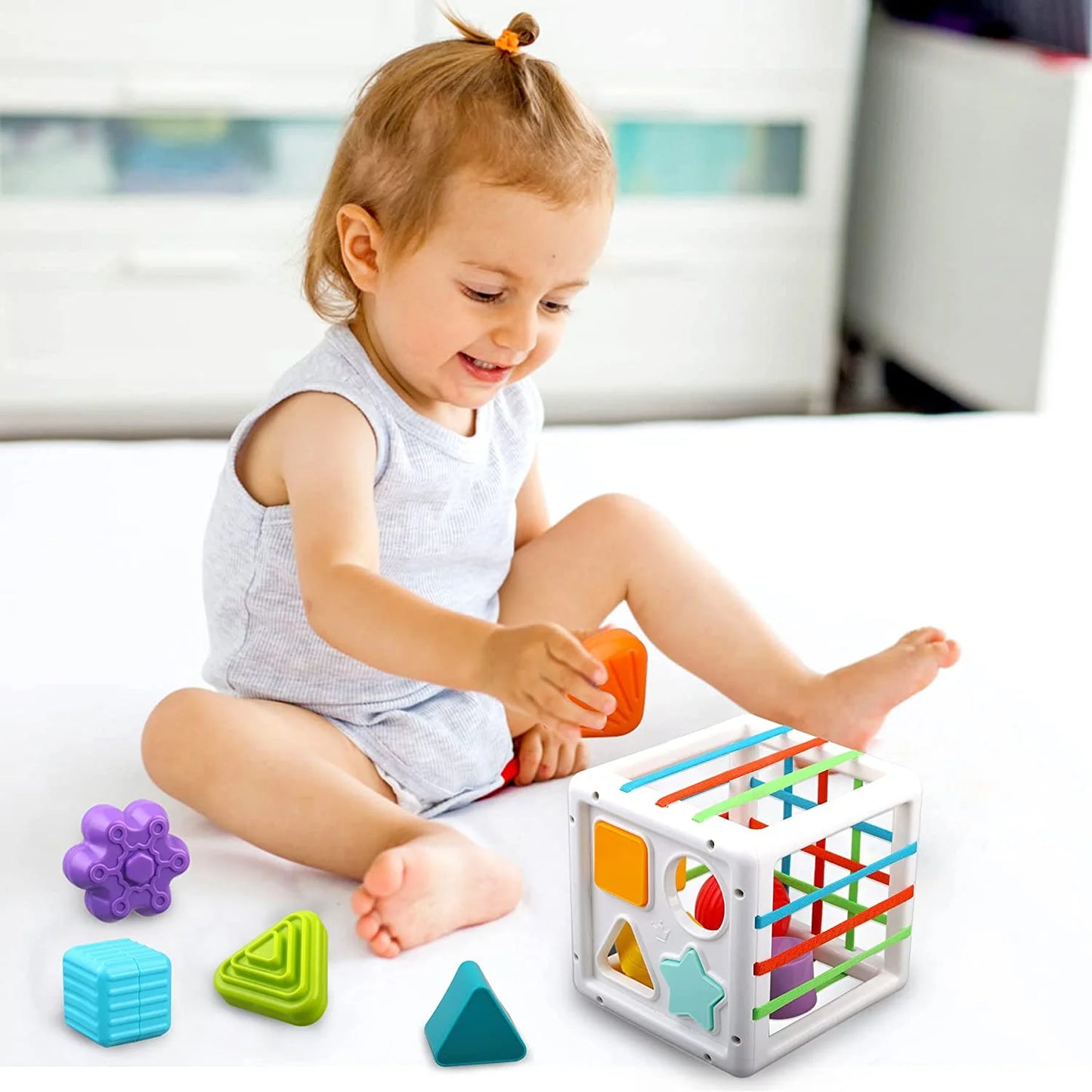 Baby Toys 6-12 Months, Shape Sorter Blocks Toy,Montessori Learning Toys for 1 Year Old Boys Girls Christmas Gifts