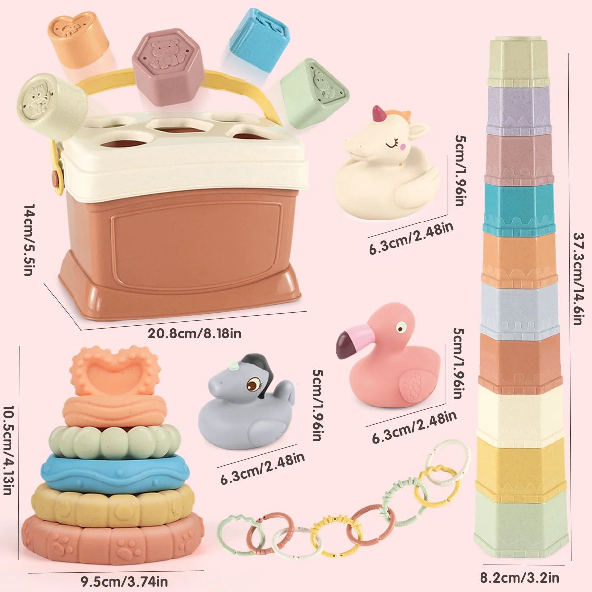 32PCS 6-12-18 Months Baby 5-In-1 Montessori Toys,Boys Girls 1-3 Outdoor Toy&Bath Toy&Stacking Toy,Educational Learning Toys,Toddler Birthday Gift