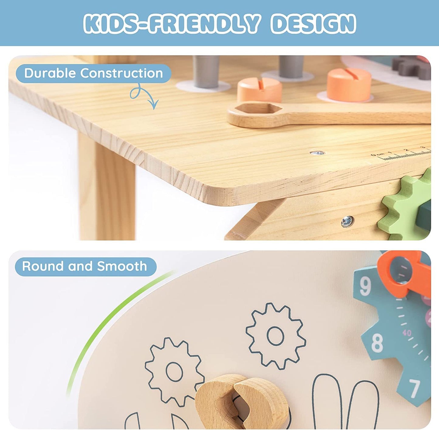 ROBOTIME wooden tool bench Toddlers Kids Pretend Tool Bench Toy Workshop Toys