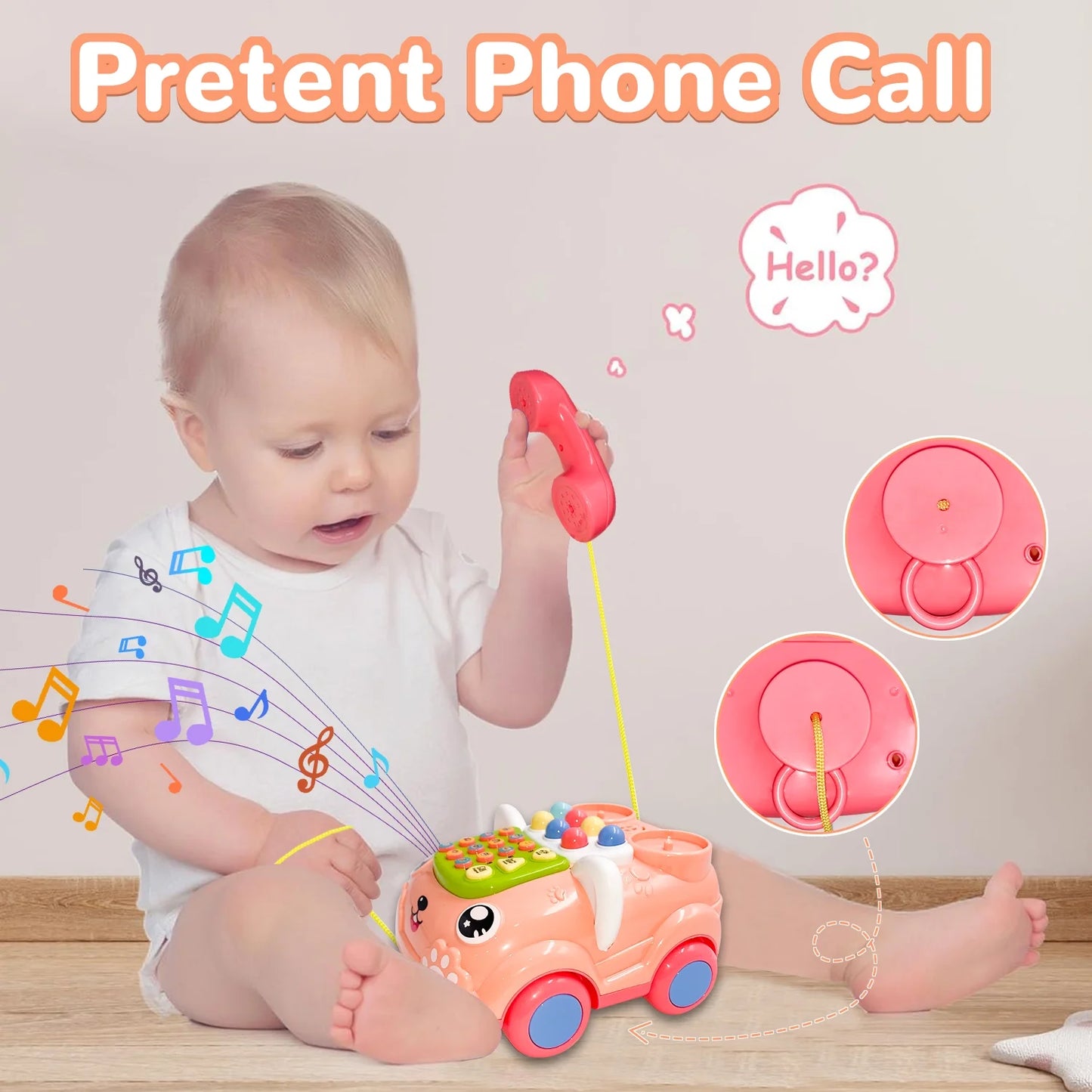 Toys for 1 Year Old Toddlers, Baby Phone Toy with Music Light, Musical Toy for 2 Years Old Girls, Learning Education Preschool Toys