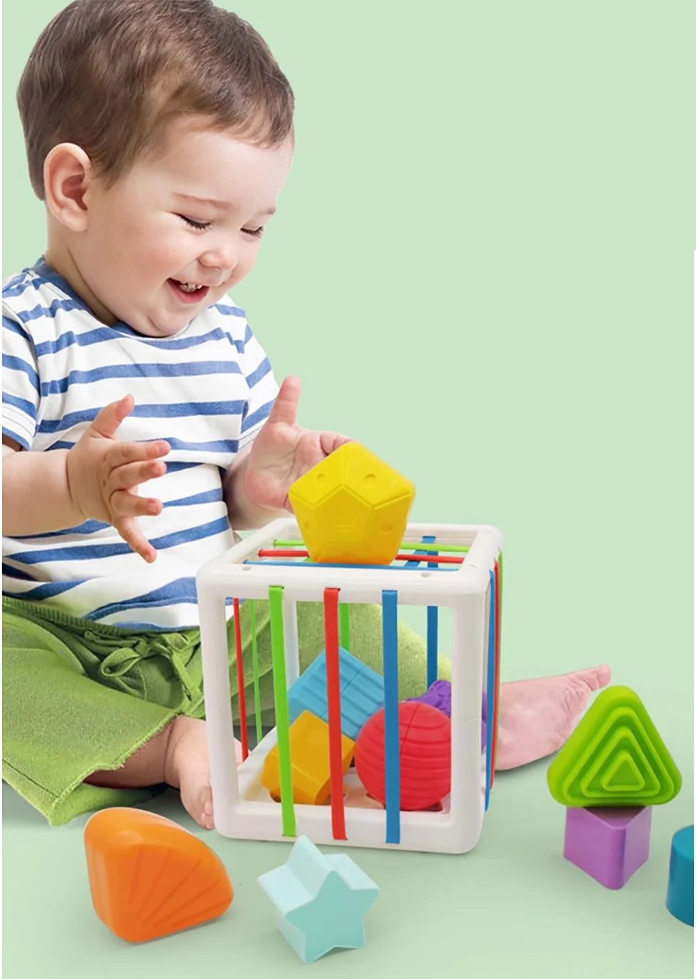 Baby Toys 6-12 Months, Shape Sorter Blocks Toy,Montessori Learning Toys for 1 Year Old Boys Girls Christmas Gifts